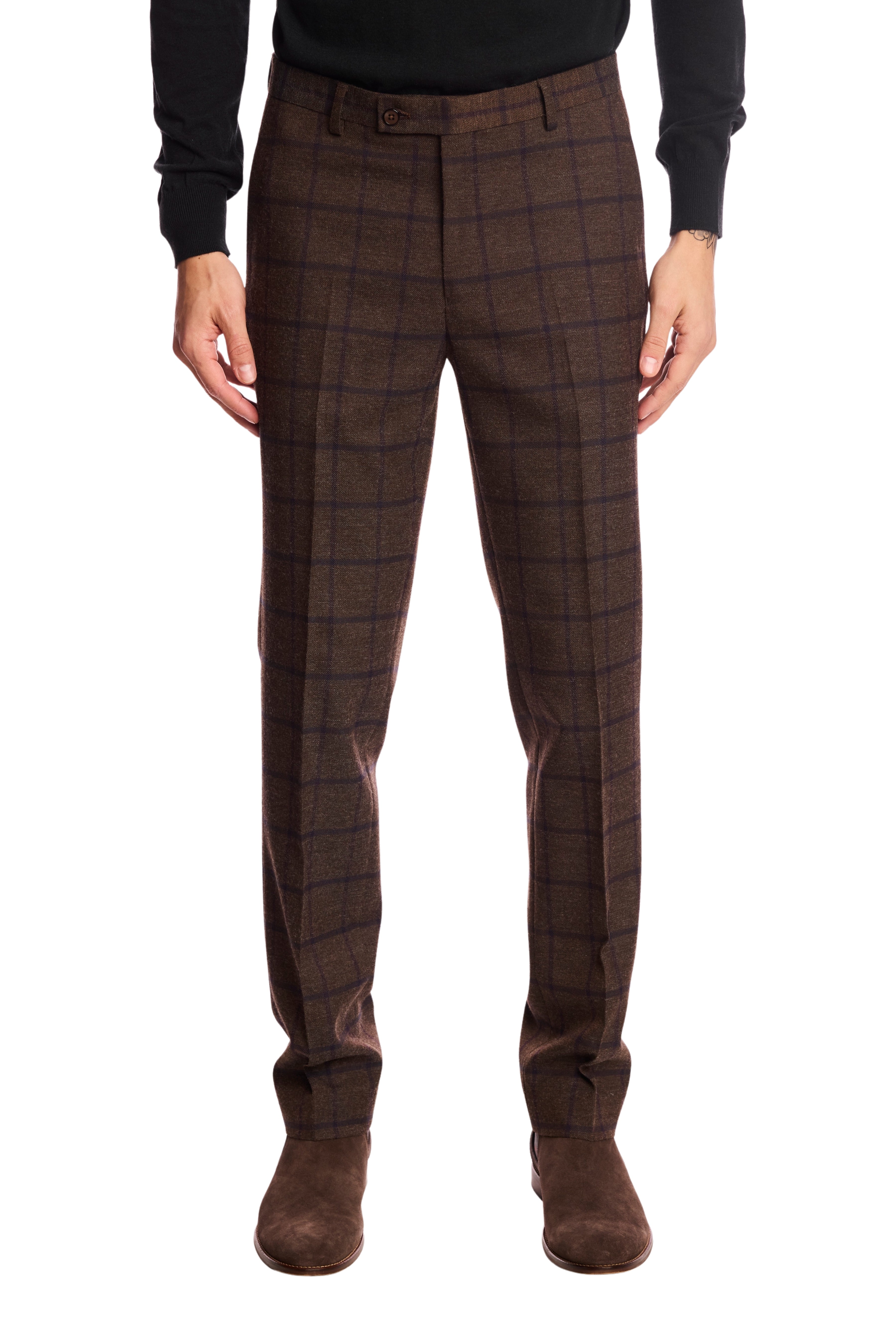 Downing pants - slim - Brown & Violet Windowpane