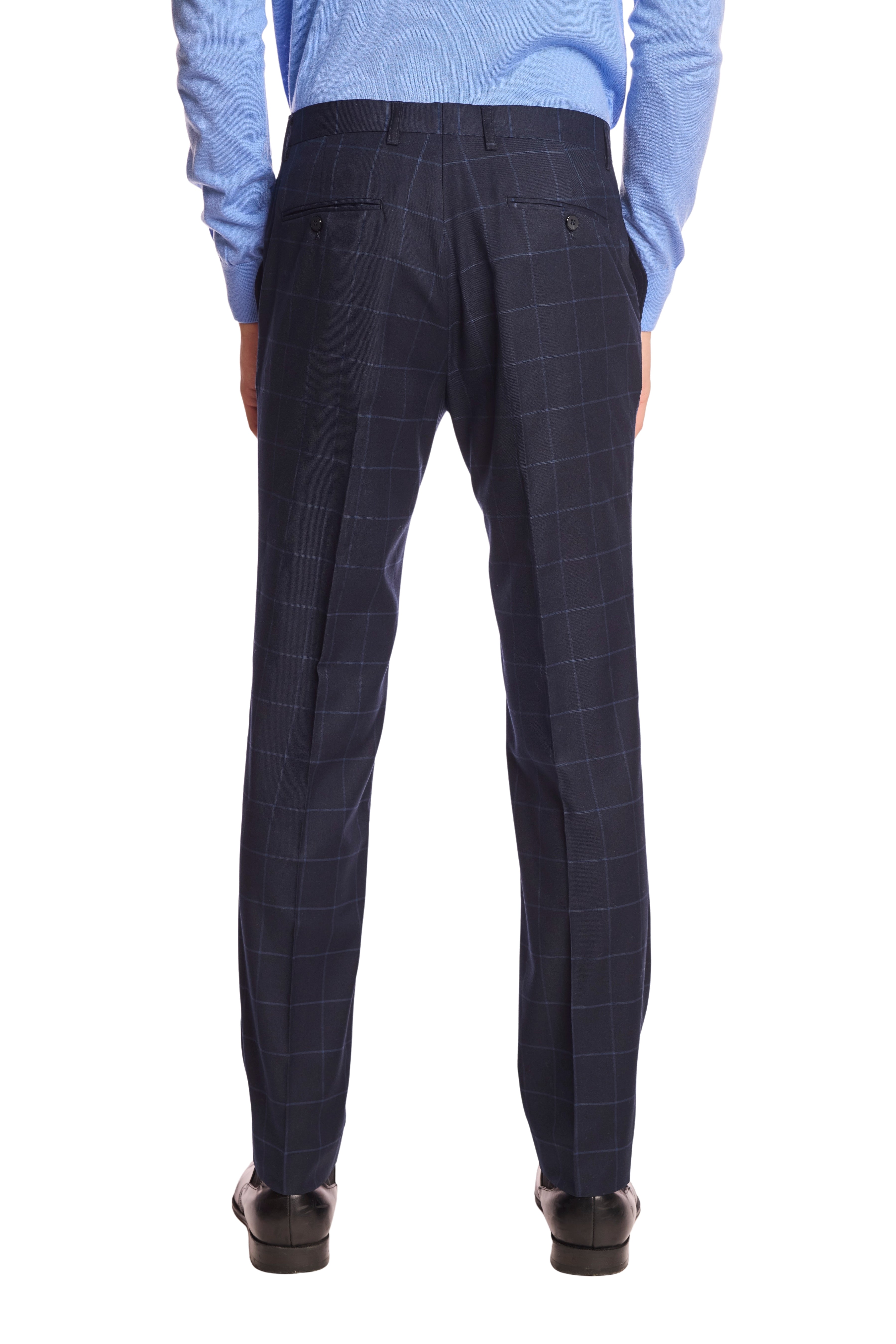 Downing pants - slim - Navy Windowpane