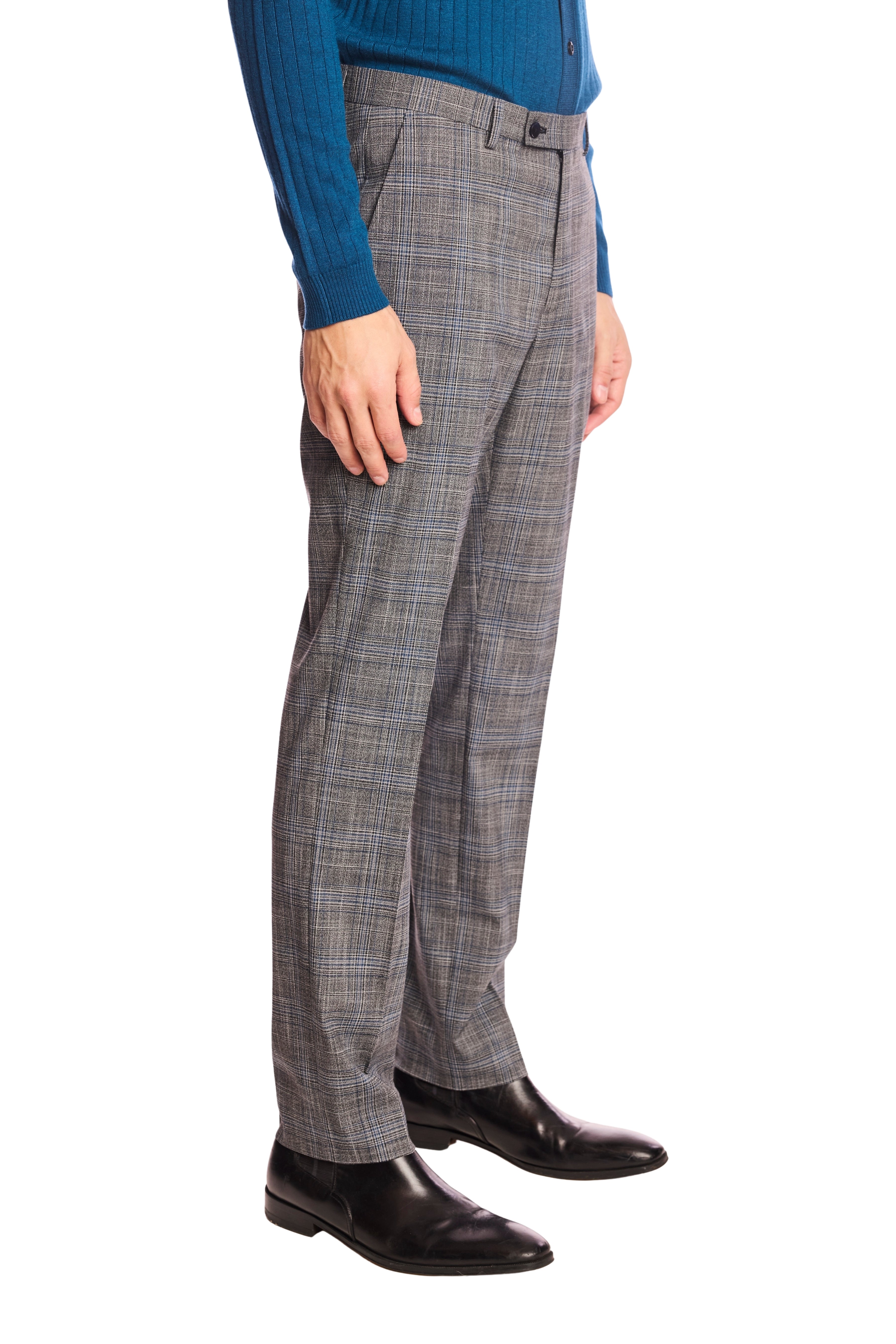 Downing pants - slim - Blue & Black Plaid