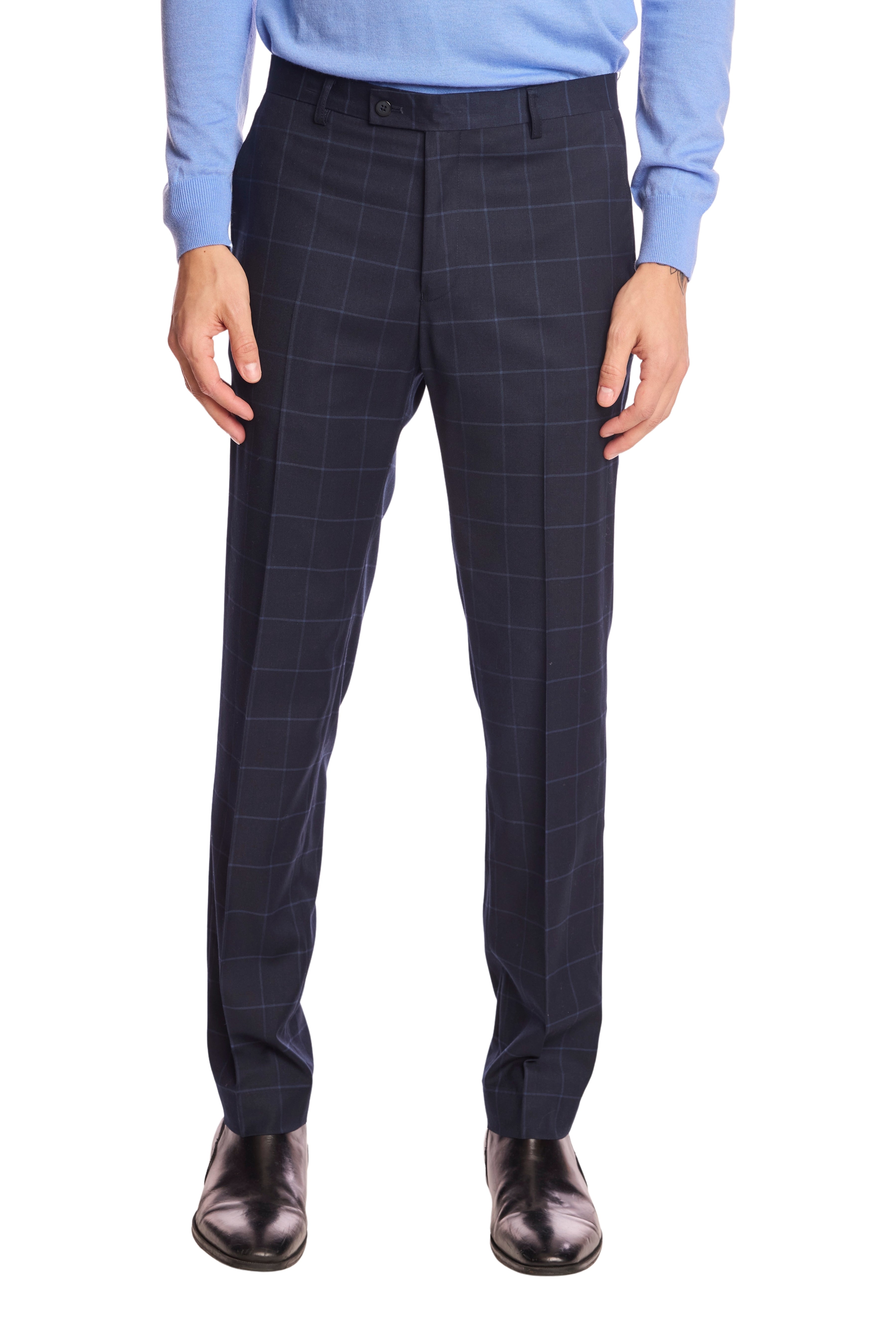 Downing pants - slim - Navy Windowpane