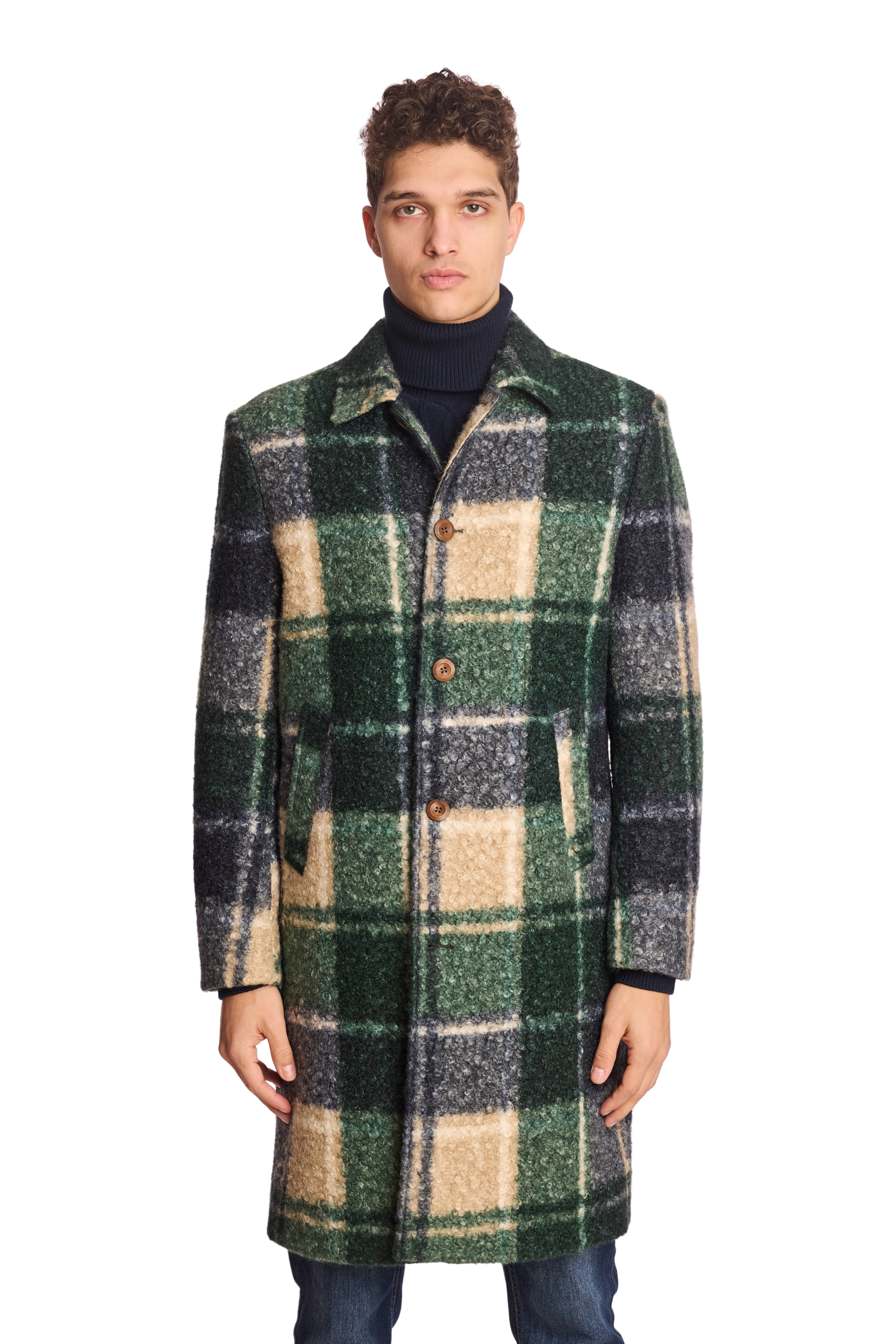 Slash Pocket Overcoat - Forest Cream Swirl