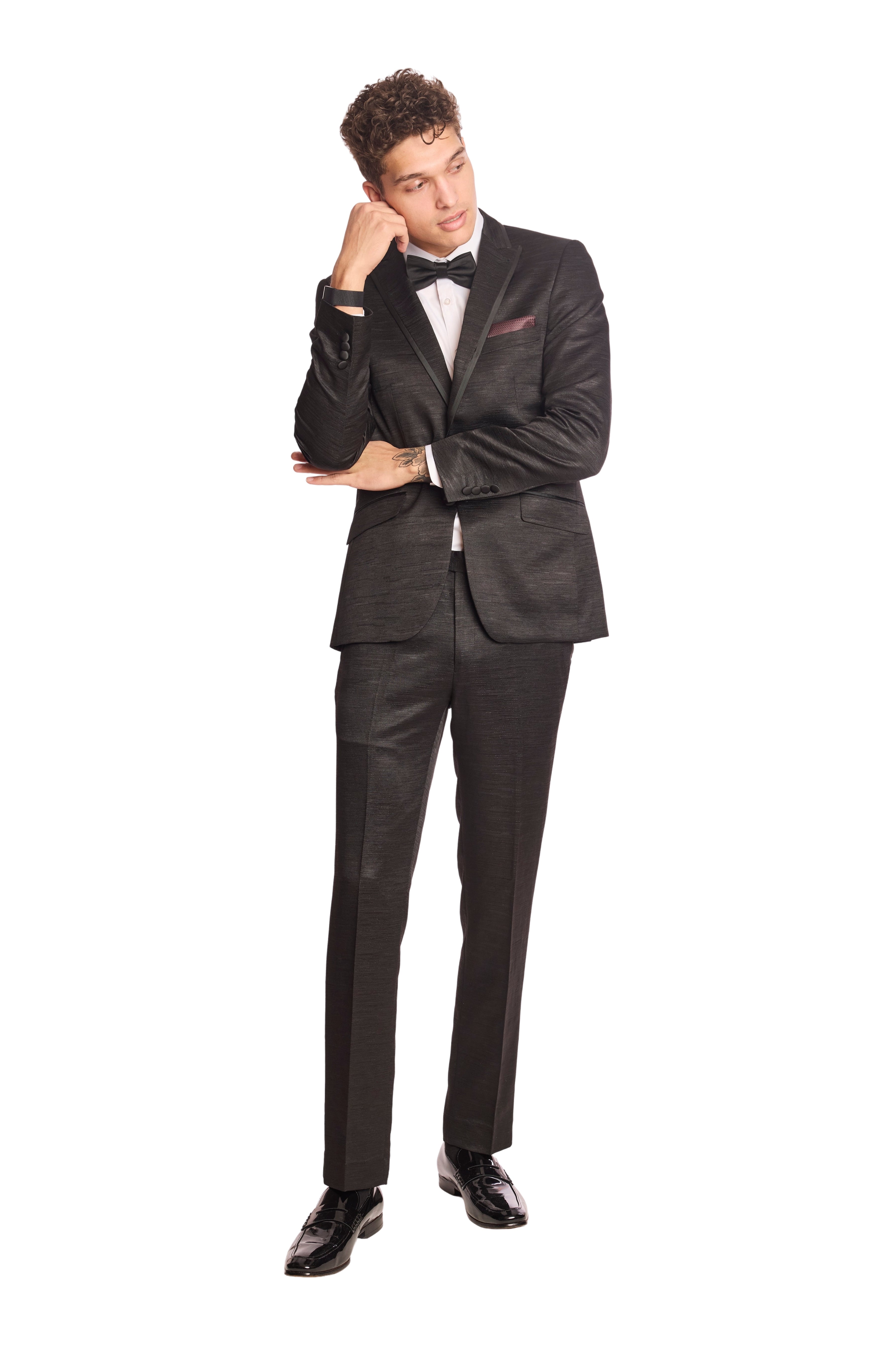 Sloane Tux Pants - slim - Black Jacquard