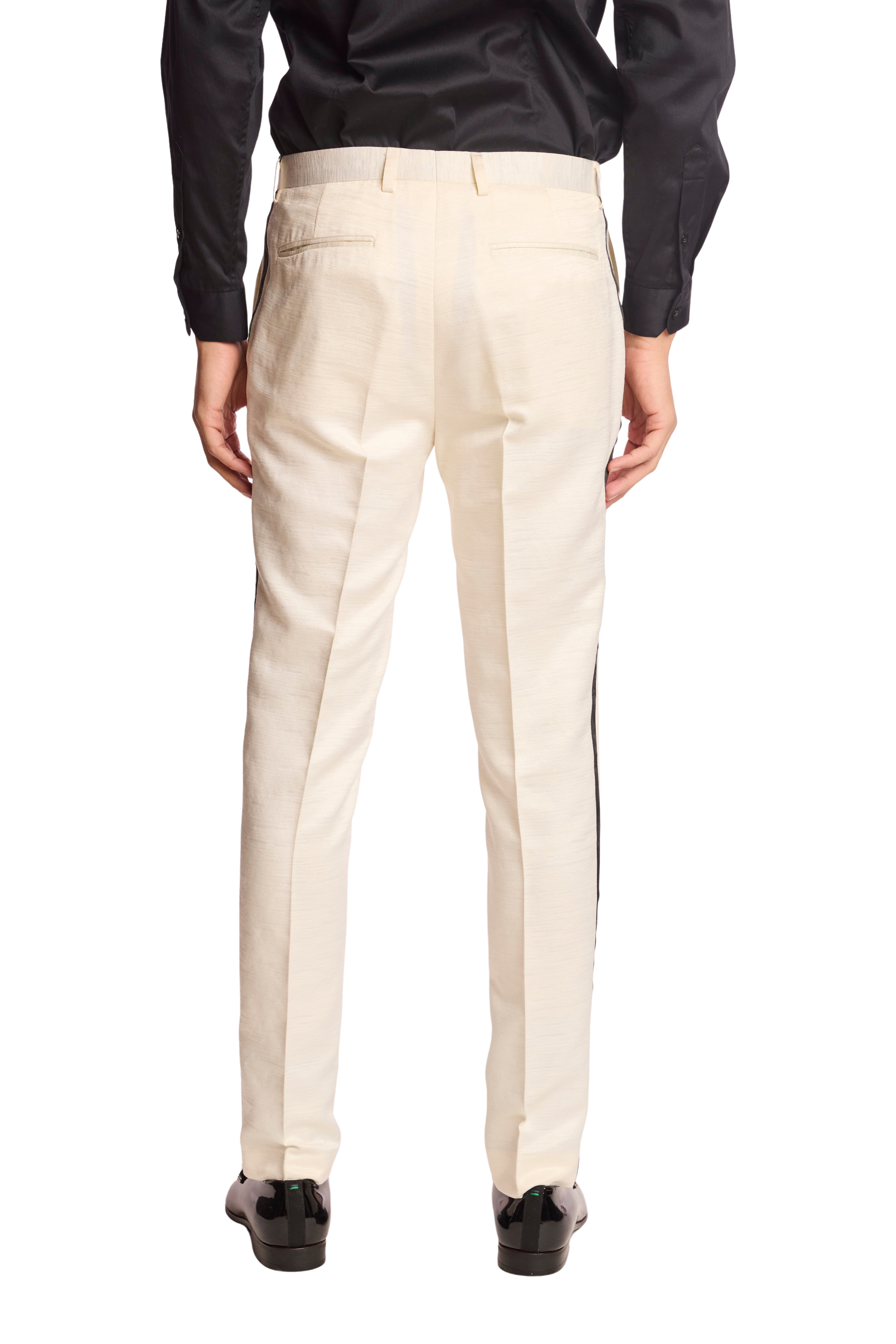 Sloane Tux Pants - slim - Milk White Jacquard