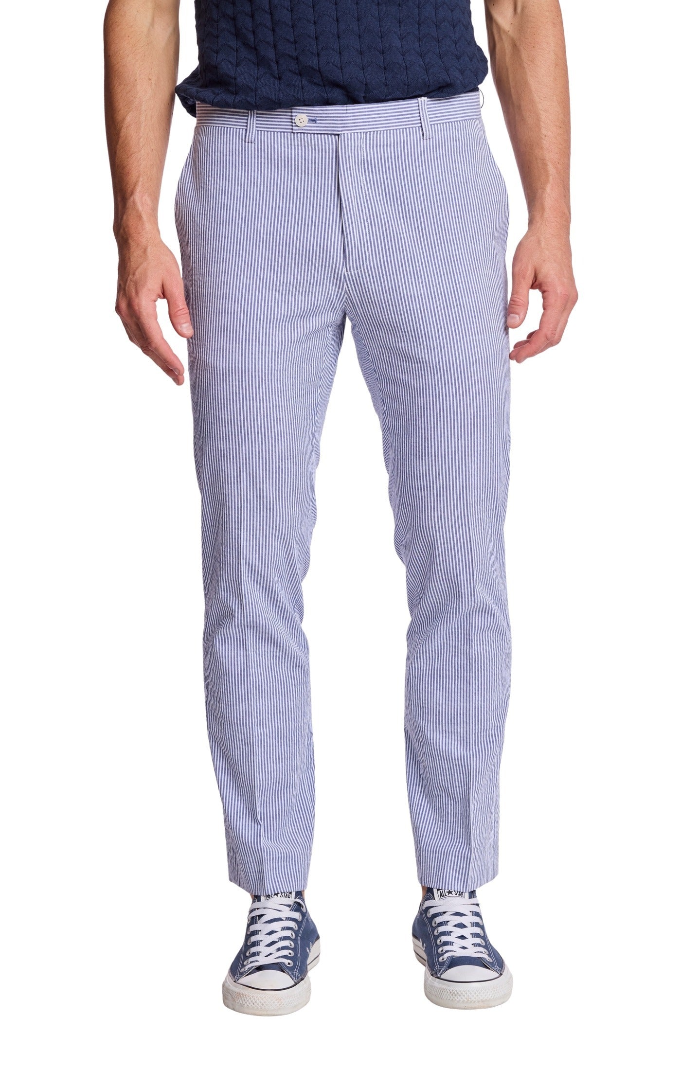 Downing Pants - slim - Blue Quartz Seersucker