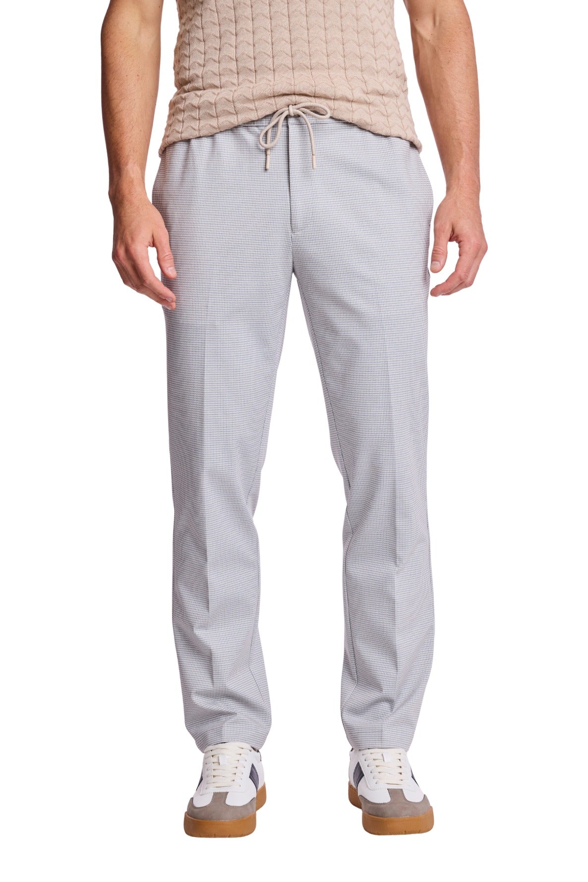 Chester Drawstring Pants - slim - Steel Puddle Knit Houndstooth