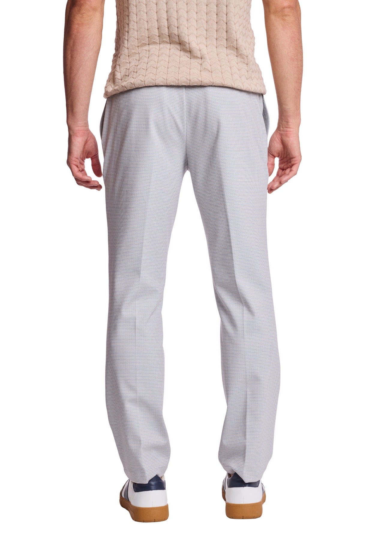 Chester Drawstring Pants - slim - Steel Puddle Knit Houndstooth