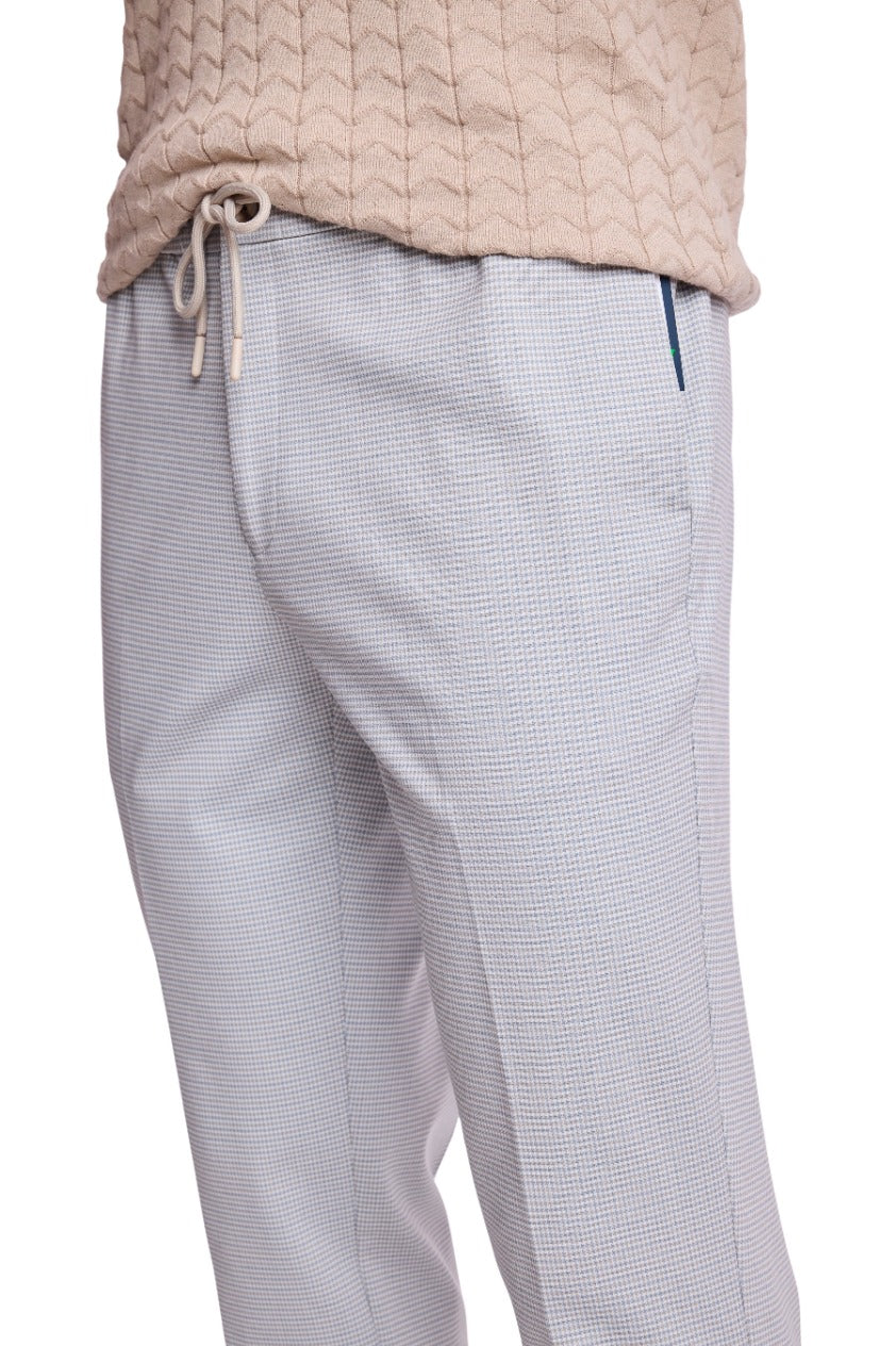 Chester Drawstring Pants - slim - Steel Puddle Knit Houndstooth