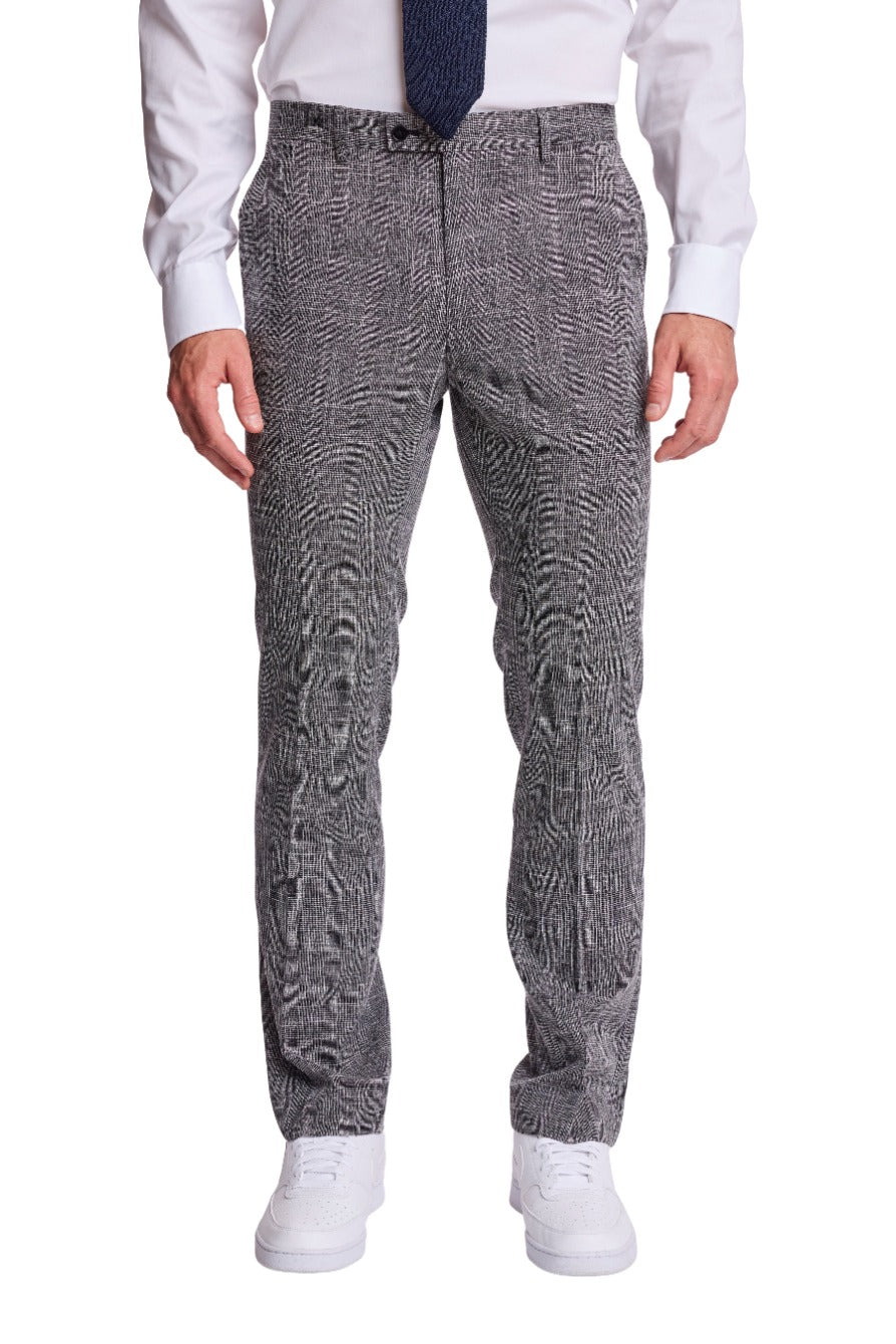 Downing Pants - slim - Black White Grid