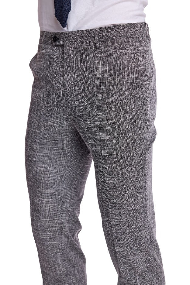 Downing Pants - slim - Black White Grid