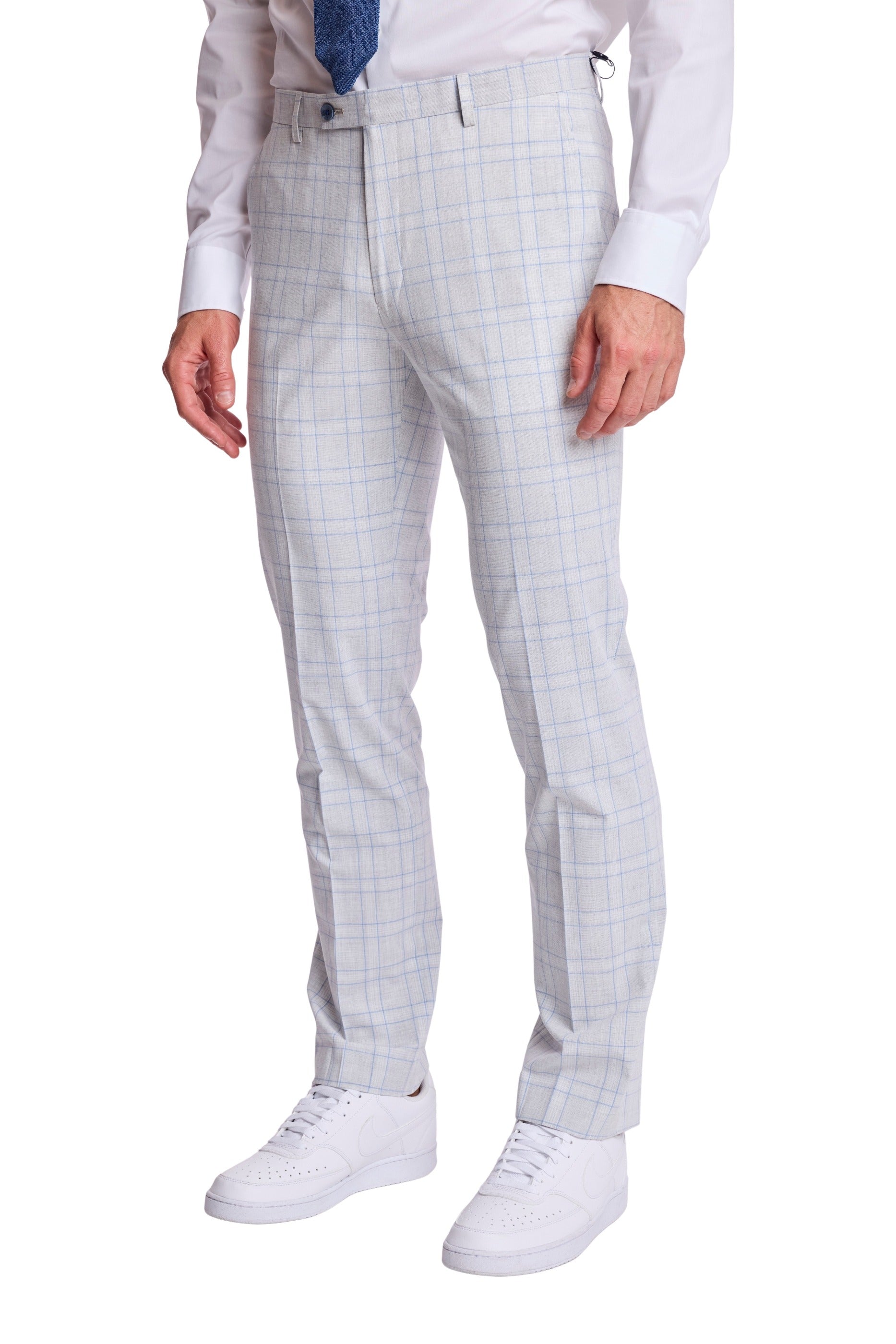 Downing Pants - slim - Grey Blue Check