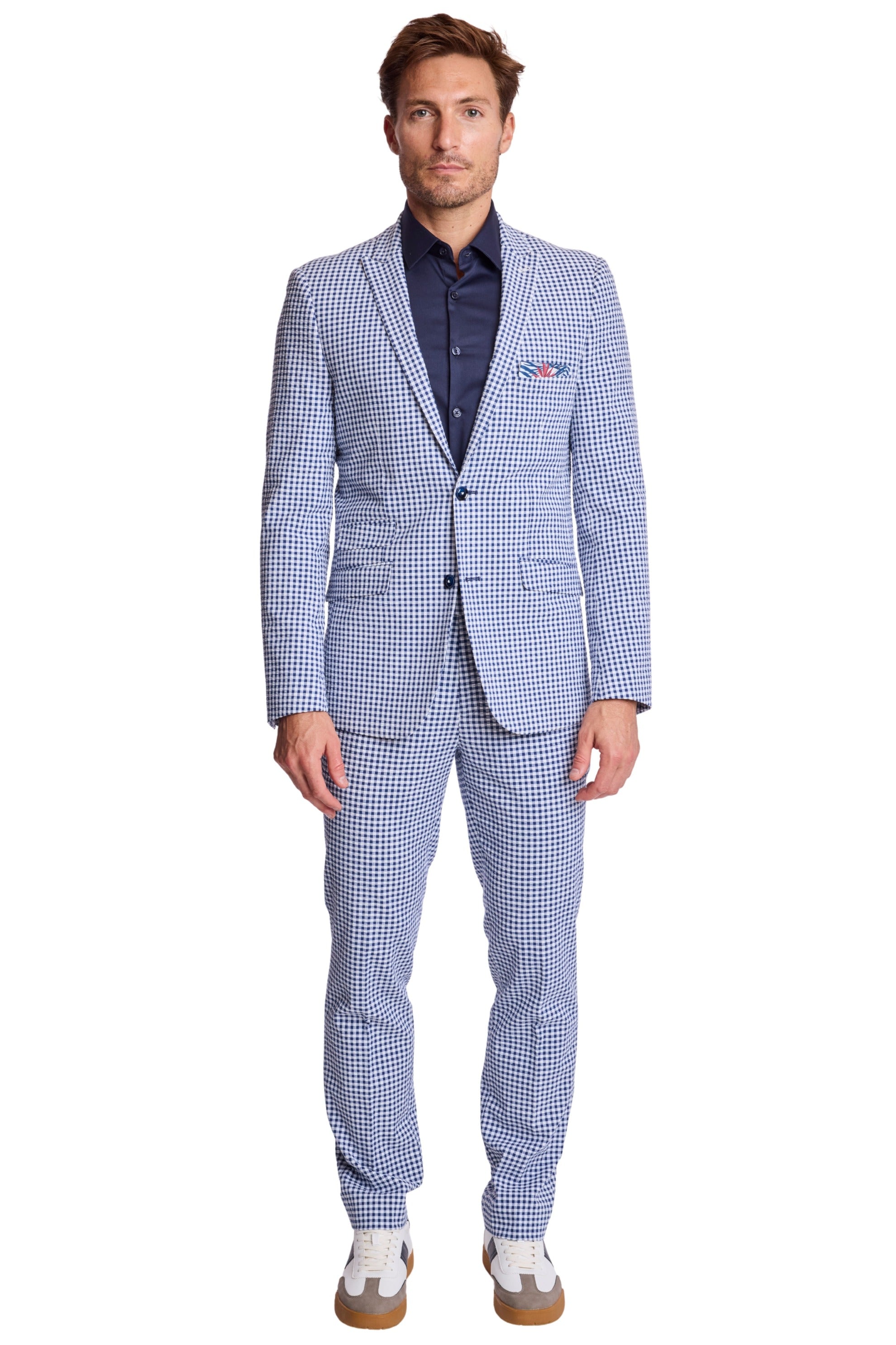 Ashton Peak Jacket - slim - Navy Gingham Seersucker