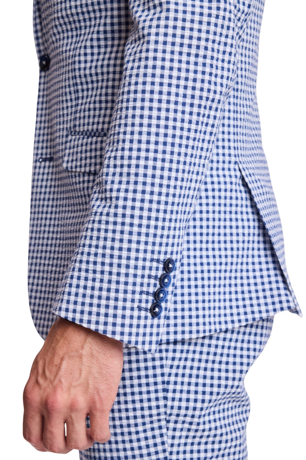 Ashton Peak Jacket - slim - Navy Gingham Seersucker
