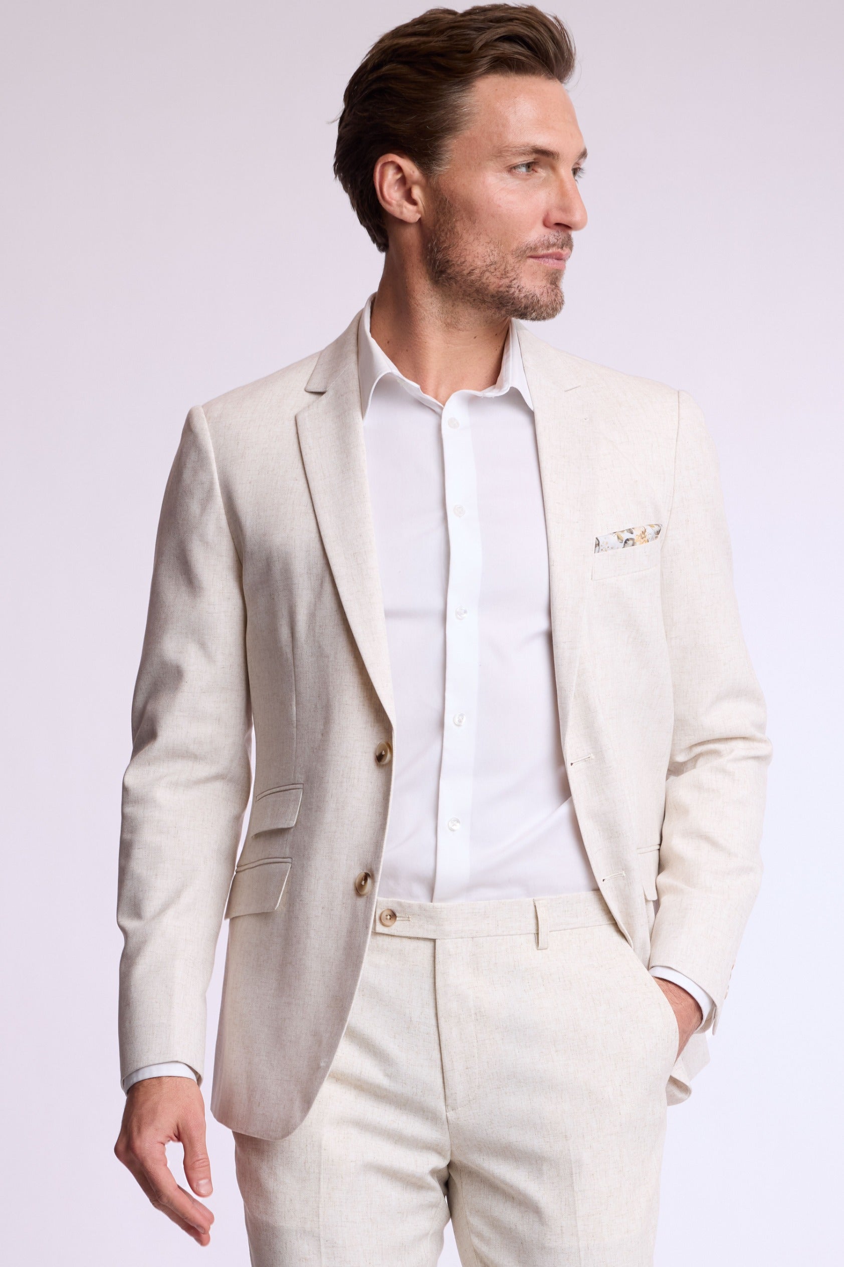 Dover Notch Jacket - slim - Oat Linen Blend