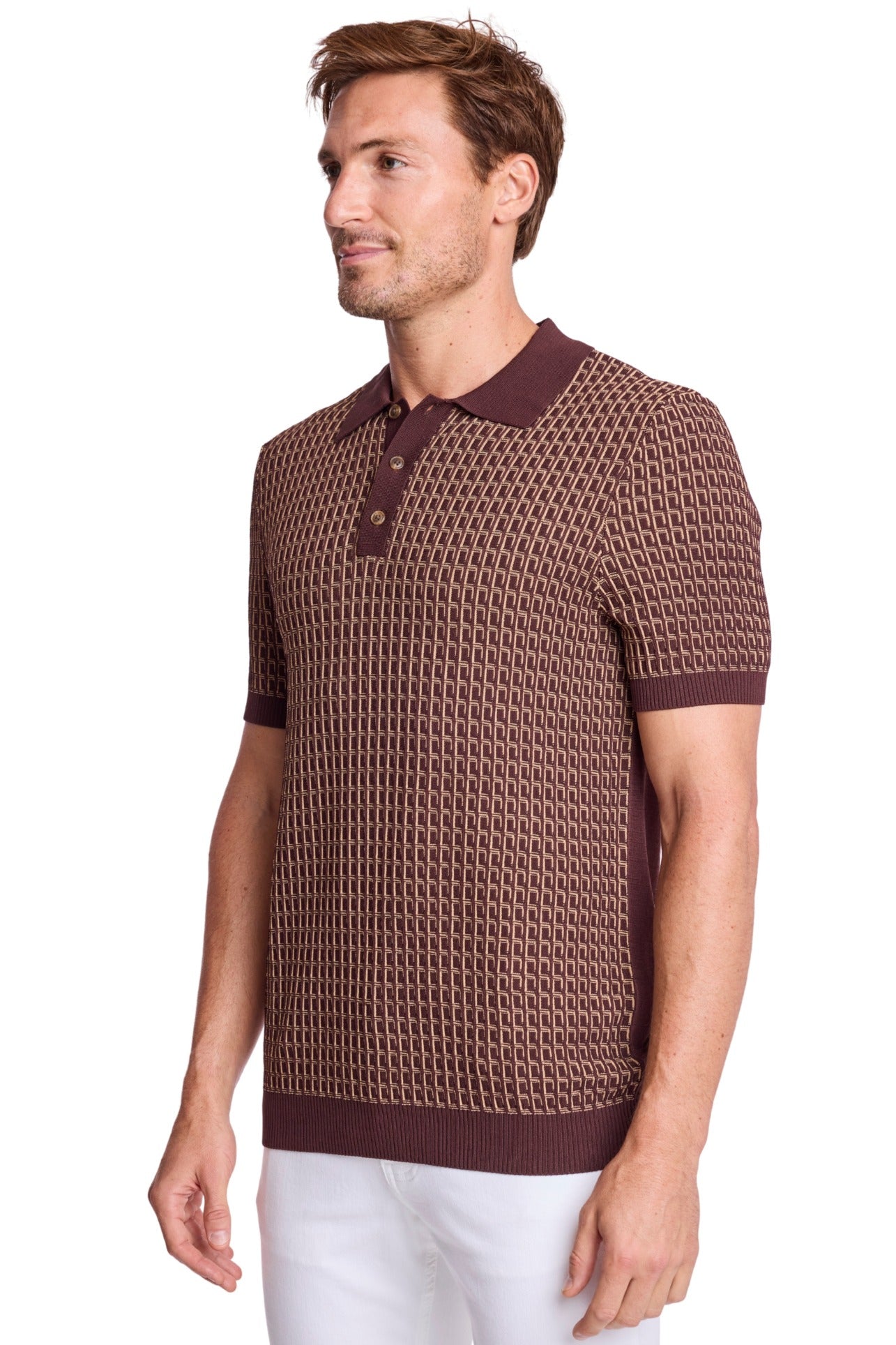 3 Button Polo - Ganache & Tan