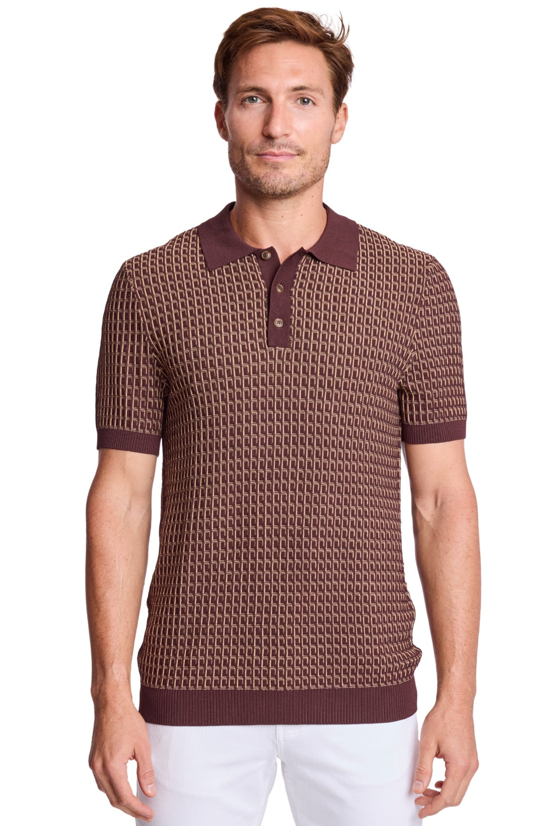 3 Button Polo - Ganache & Tan