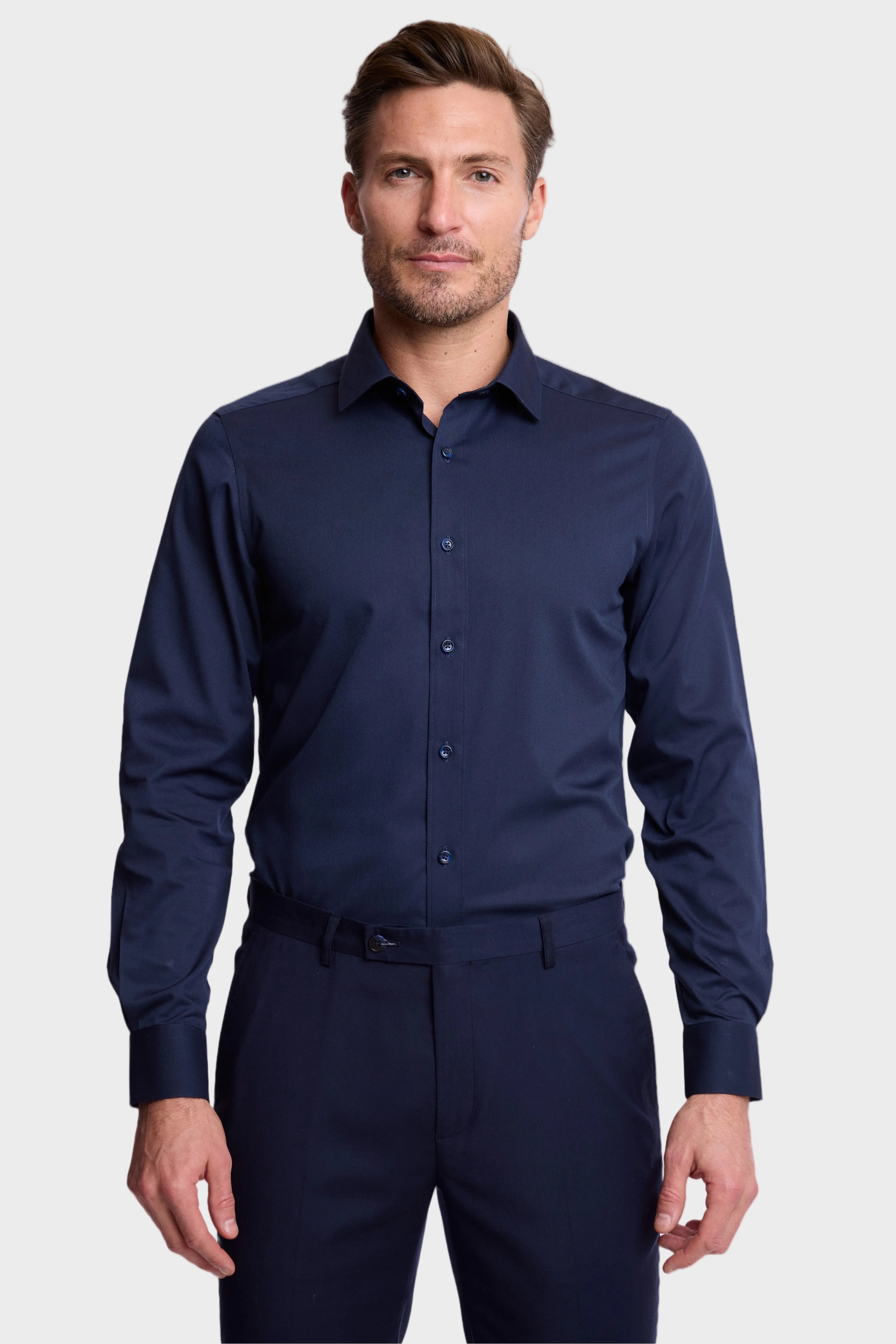 Peter Pointed Collar Shirt - Dark Navy