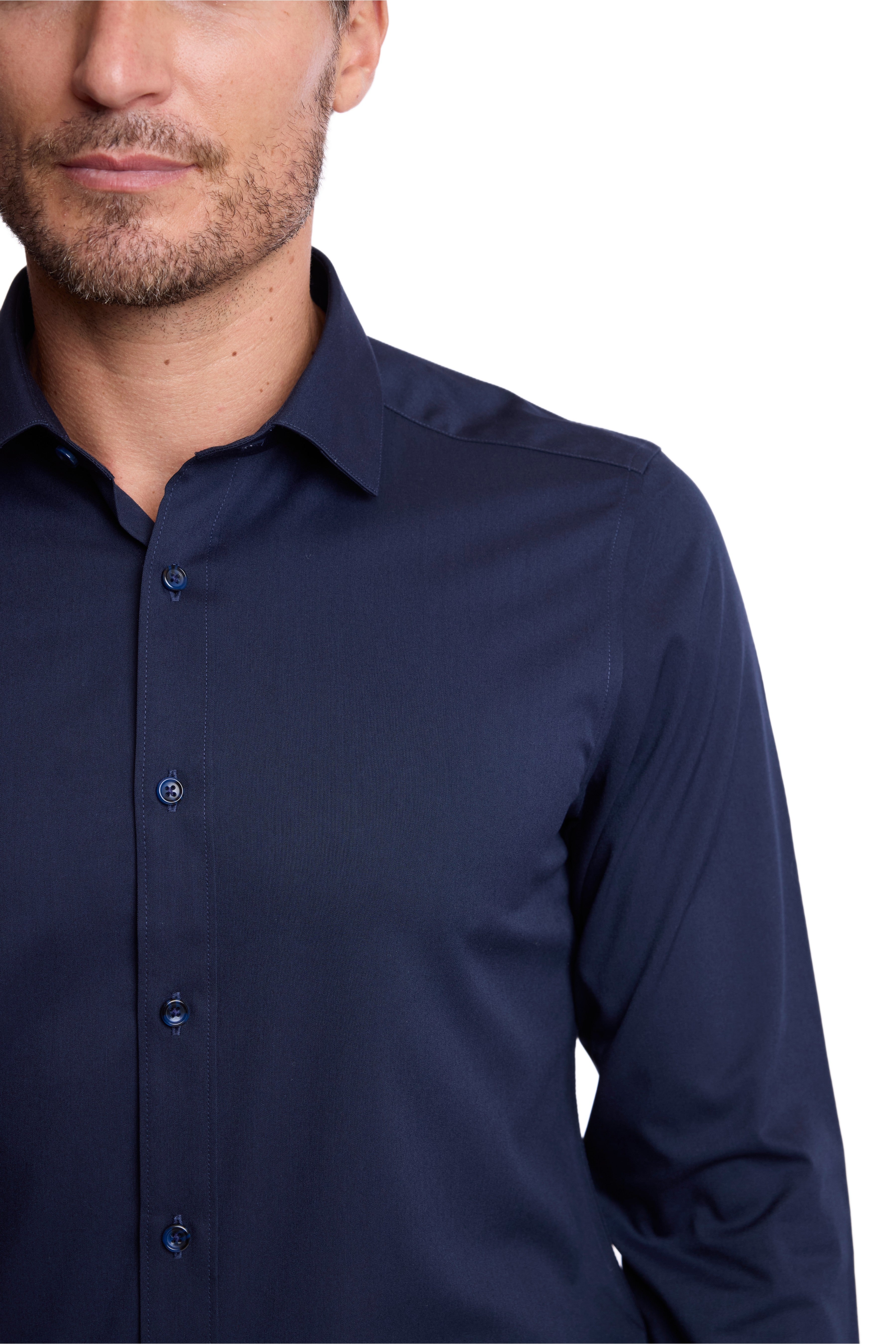 Peter Pointed Collar Shirt - Dark Navy