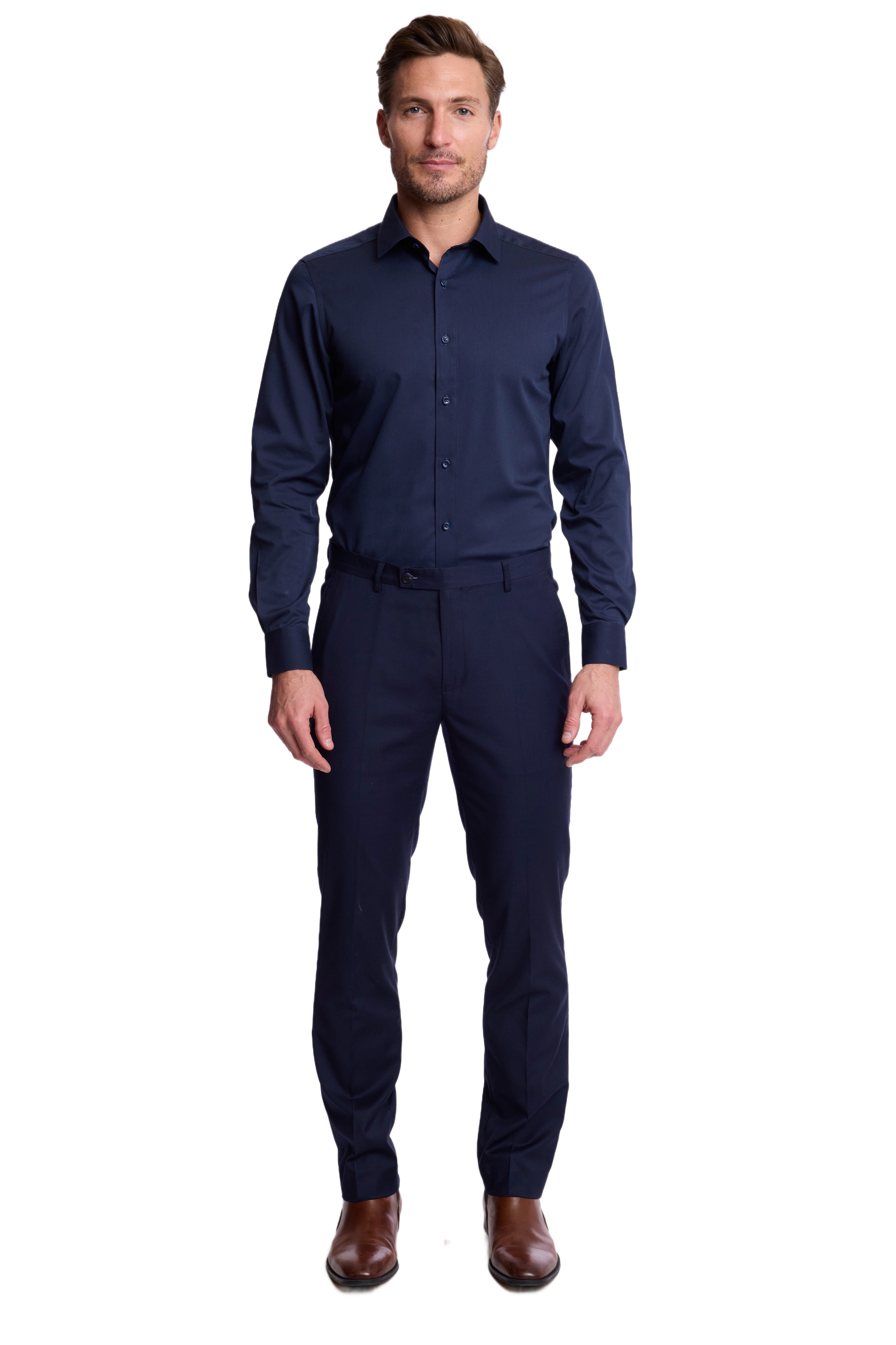 Peter Pointed Collar Shirt - Dark Navy