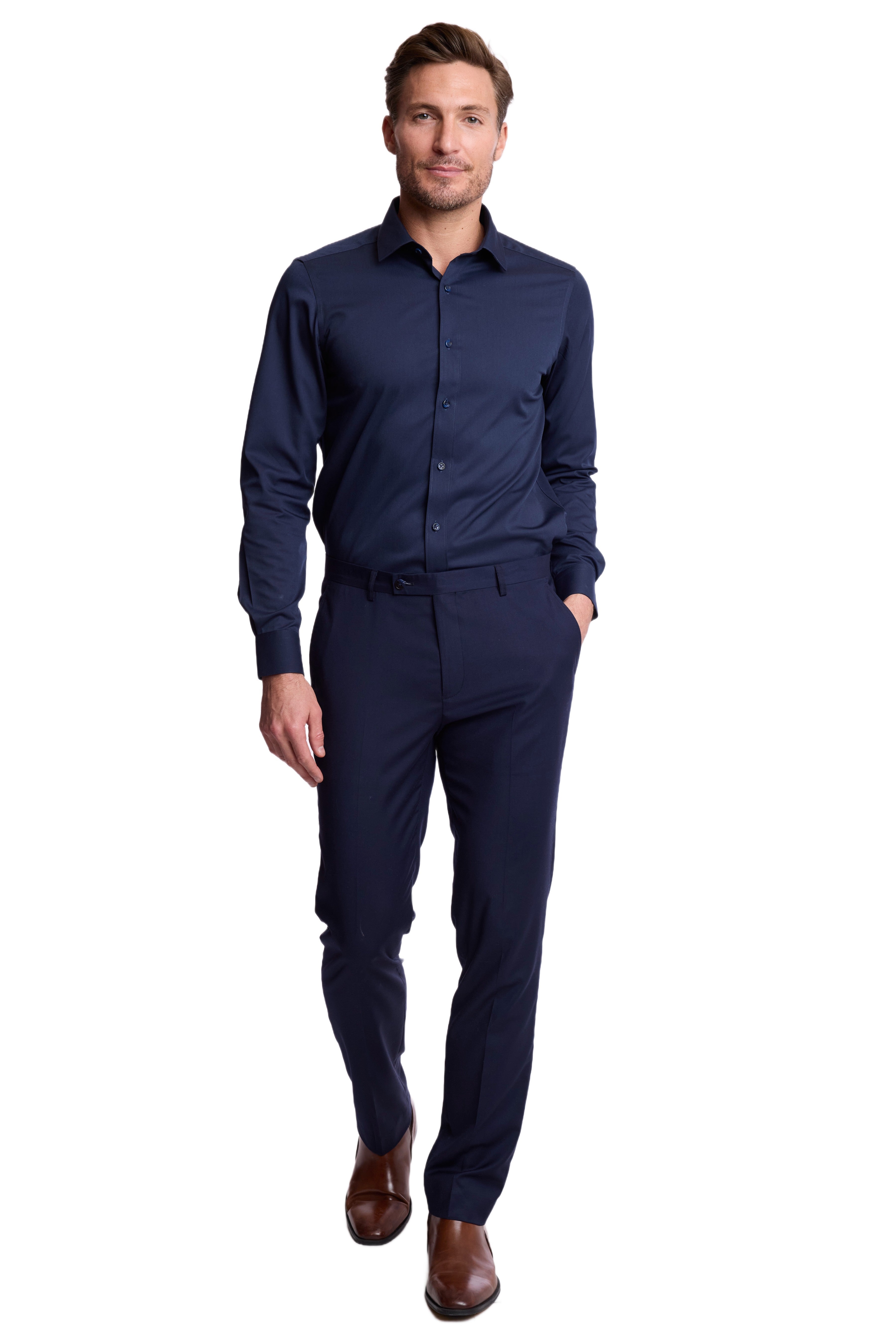 Peter Pointed Collar Shirt - Dark Navy