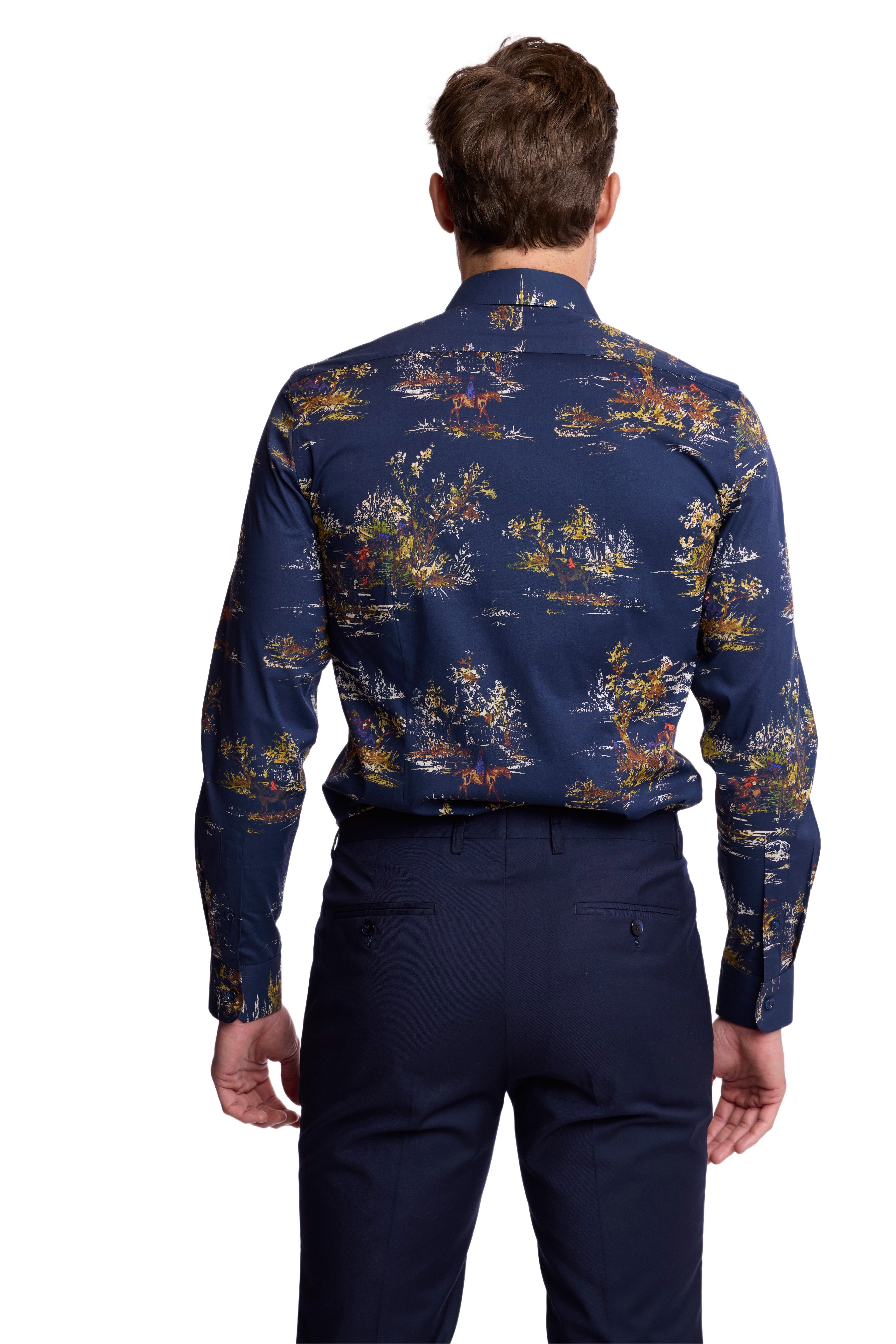 Parker Pointed Collar Shirt - The Hunt Navy Brown