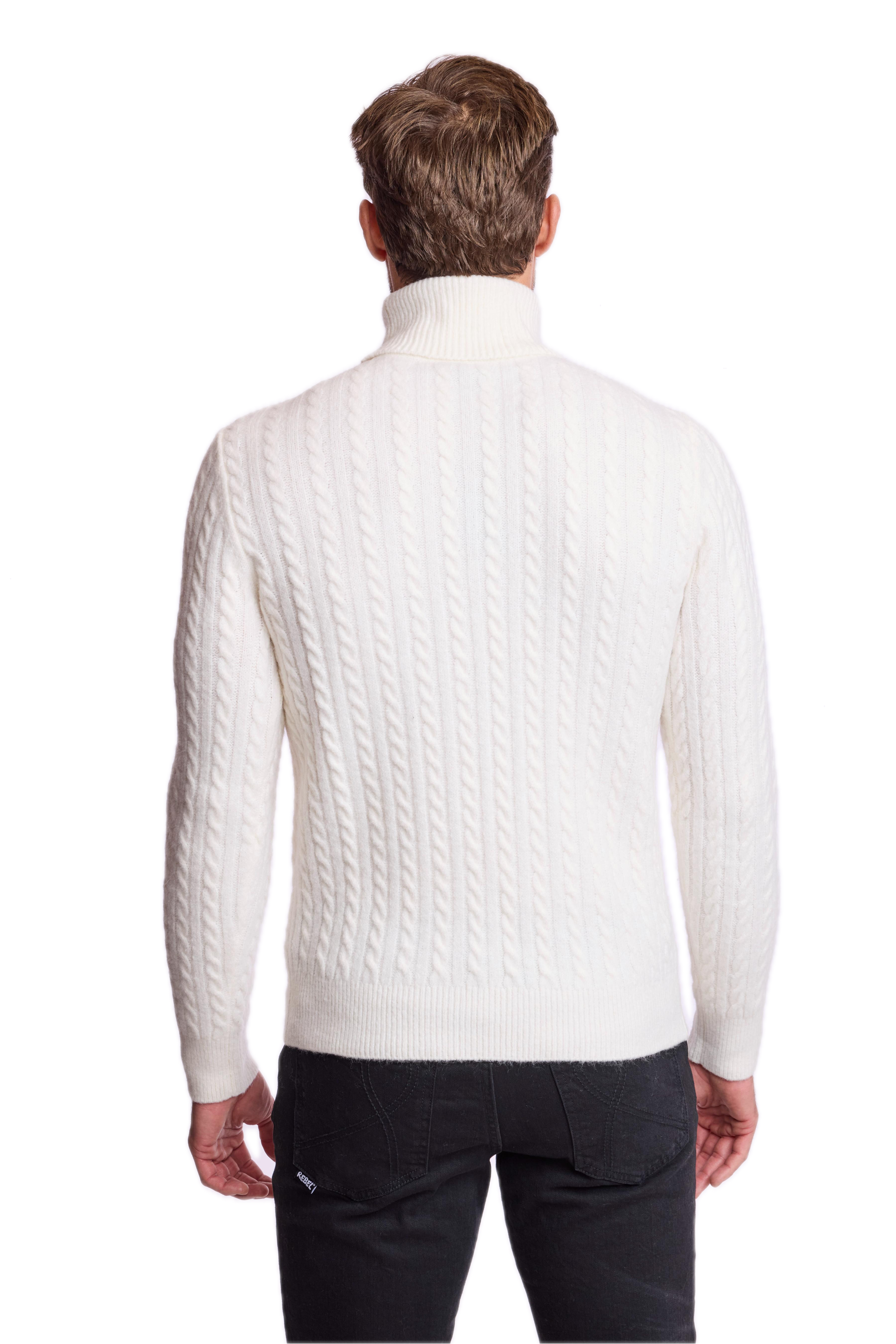 Cable Turtleneck - Fuzzy White