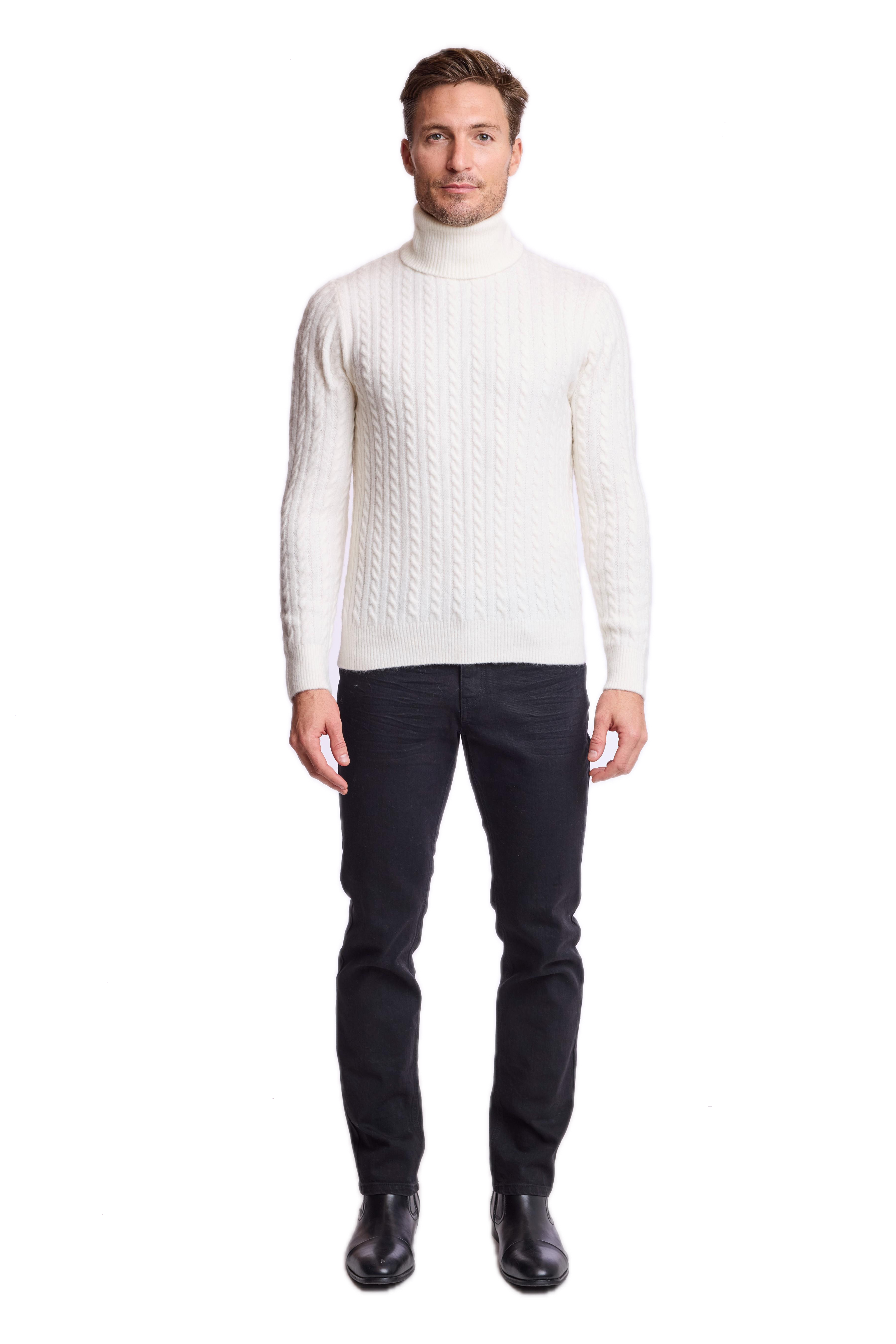Cable Turtleneck - Fuzzy White