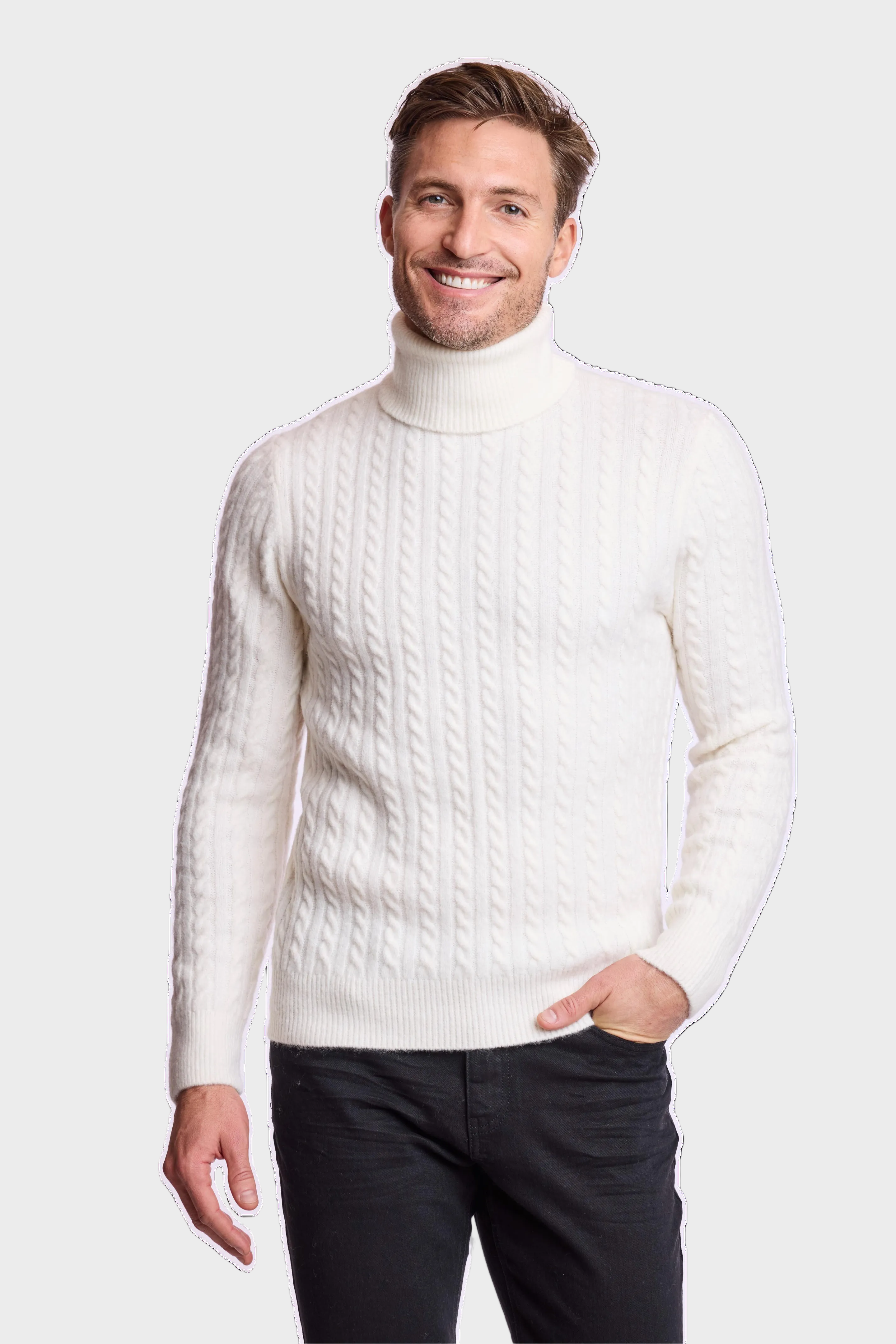 Cable Turtleneck - Fuzzy White