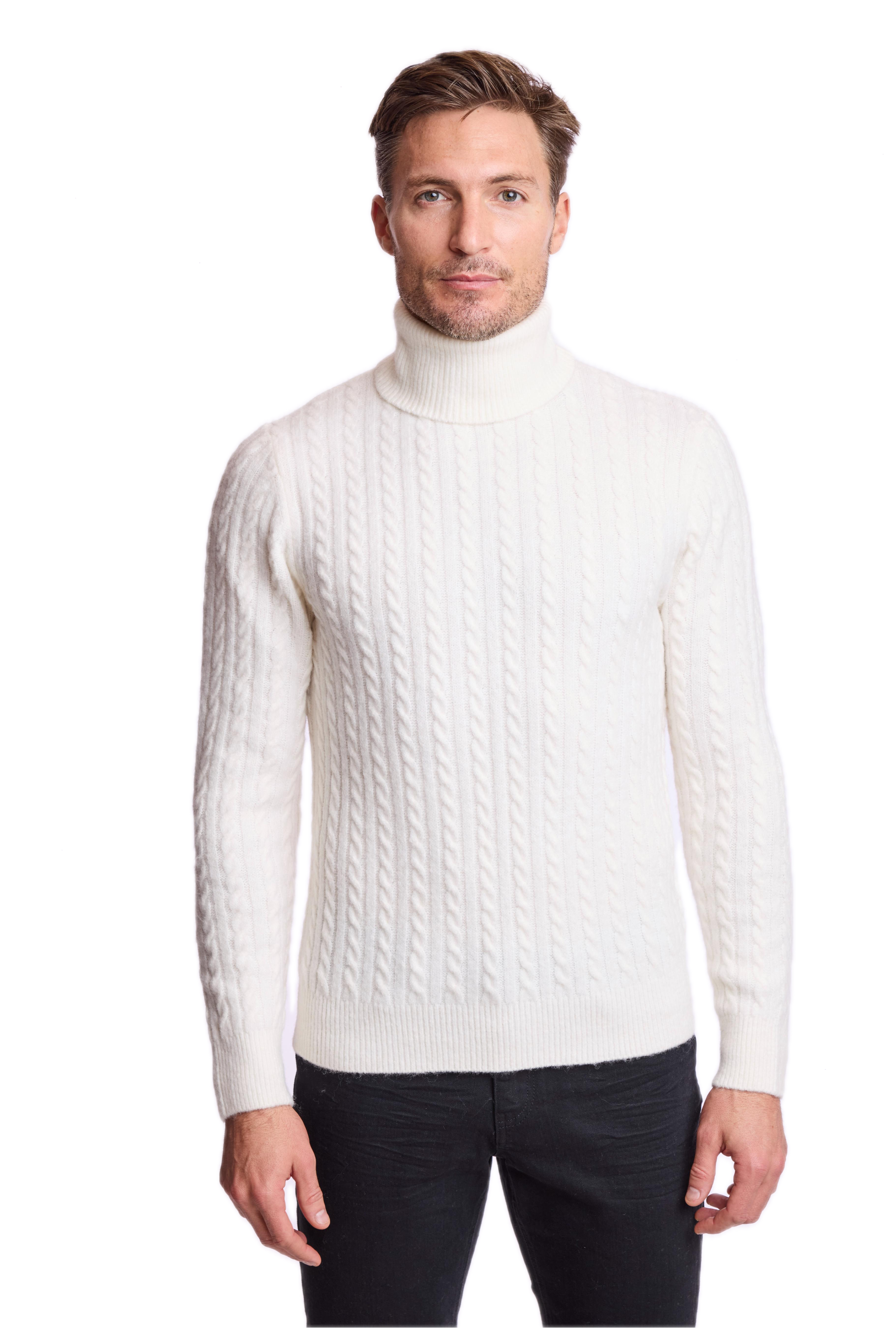 Cable Turtleneck - Fuzzy White