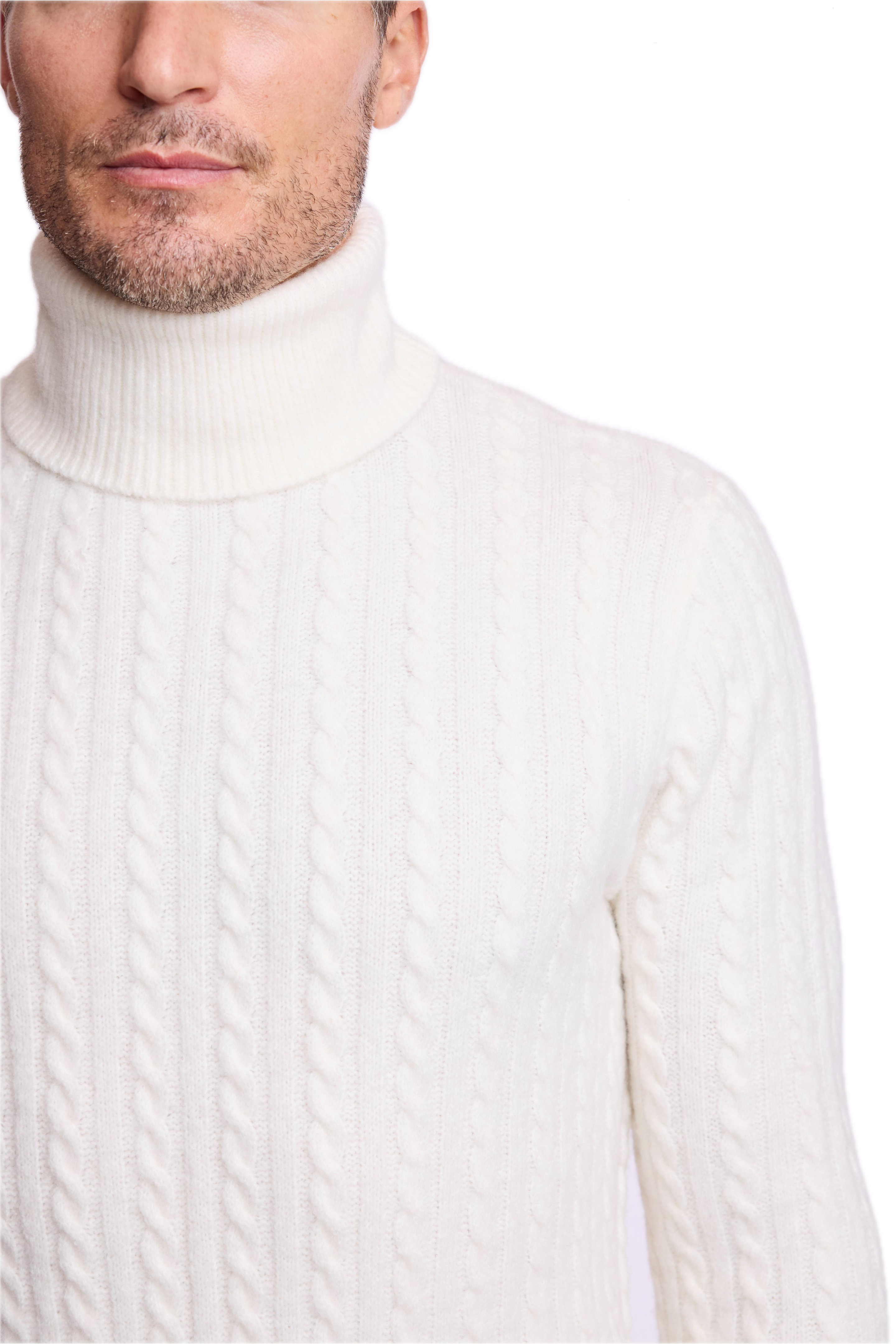 Cable Turtleneck - Fuzzy White