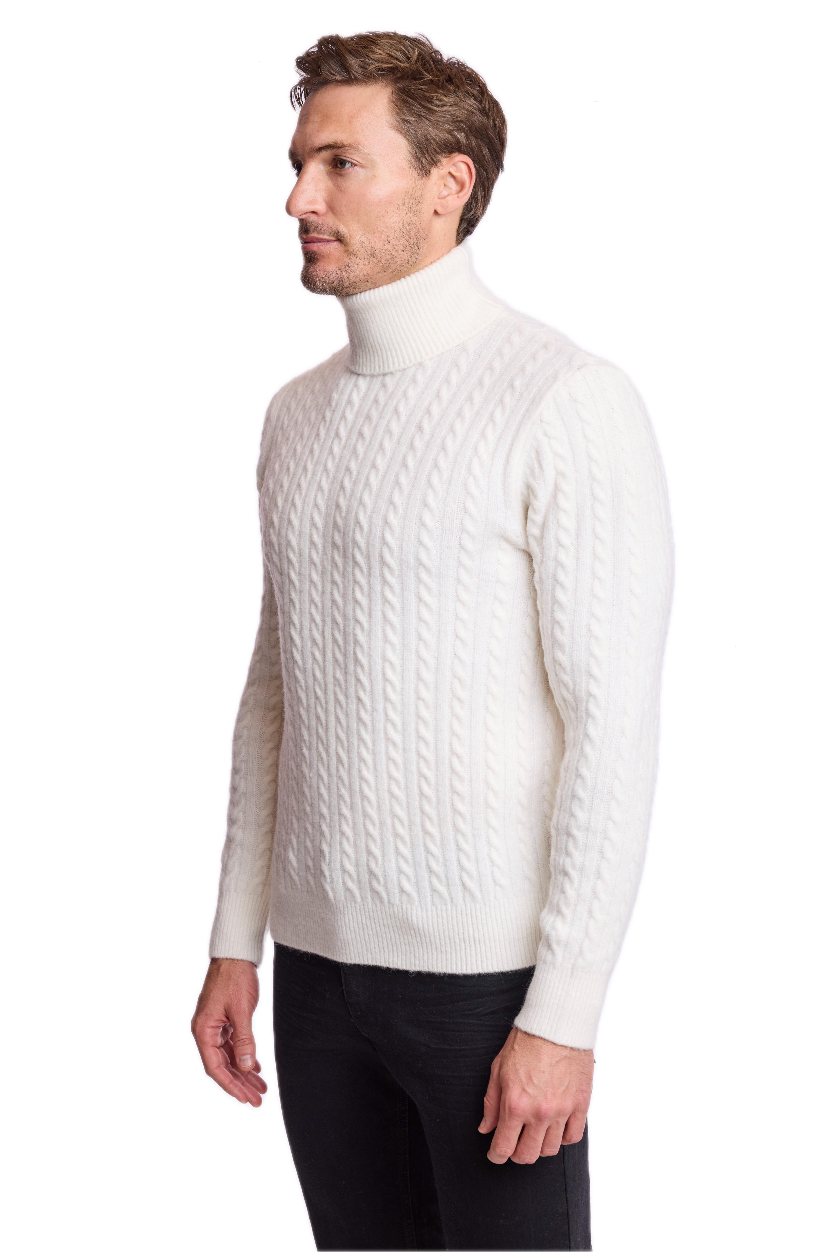 Cable Turtleneck - Fuzzy White