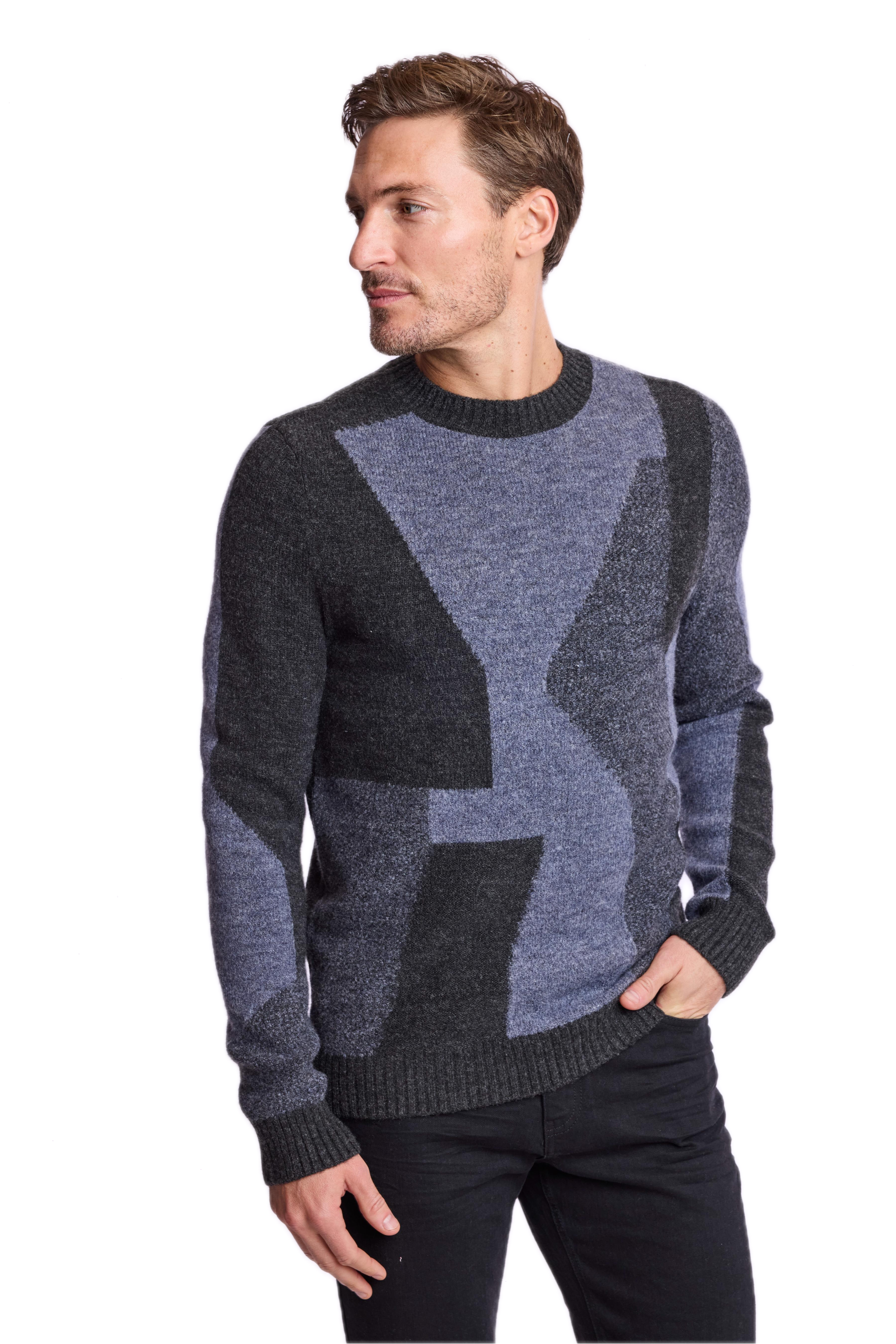 Crewneck Sweater - Charcoal & Blue Grey