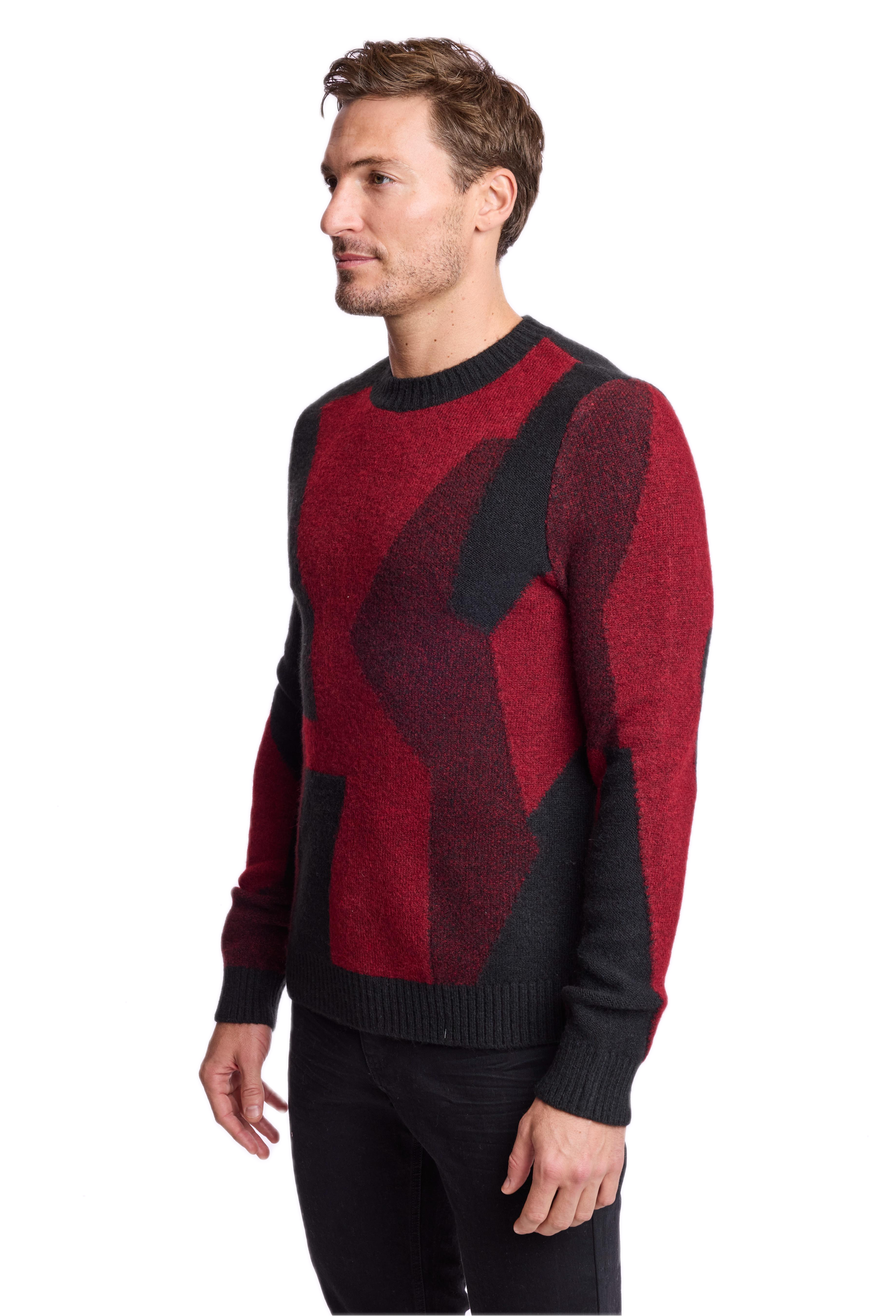 Crewneck Sweater - Black & Burgundy