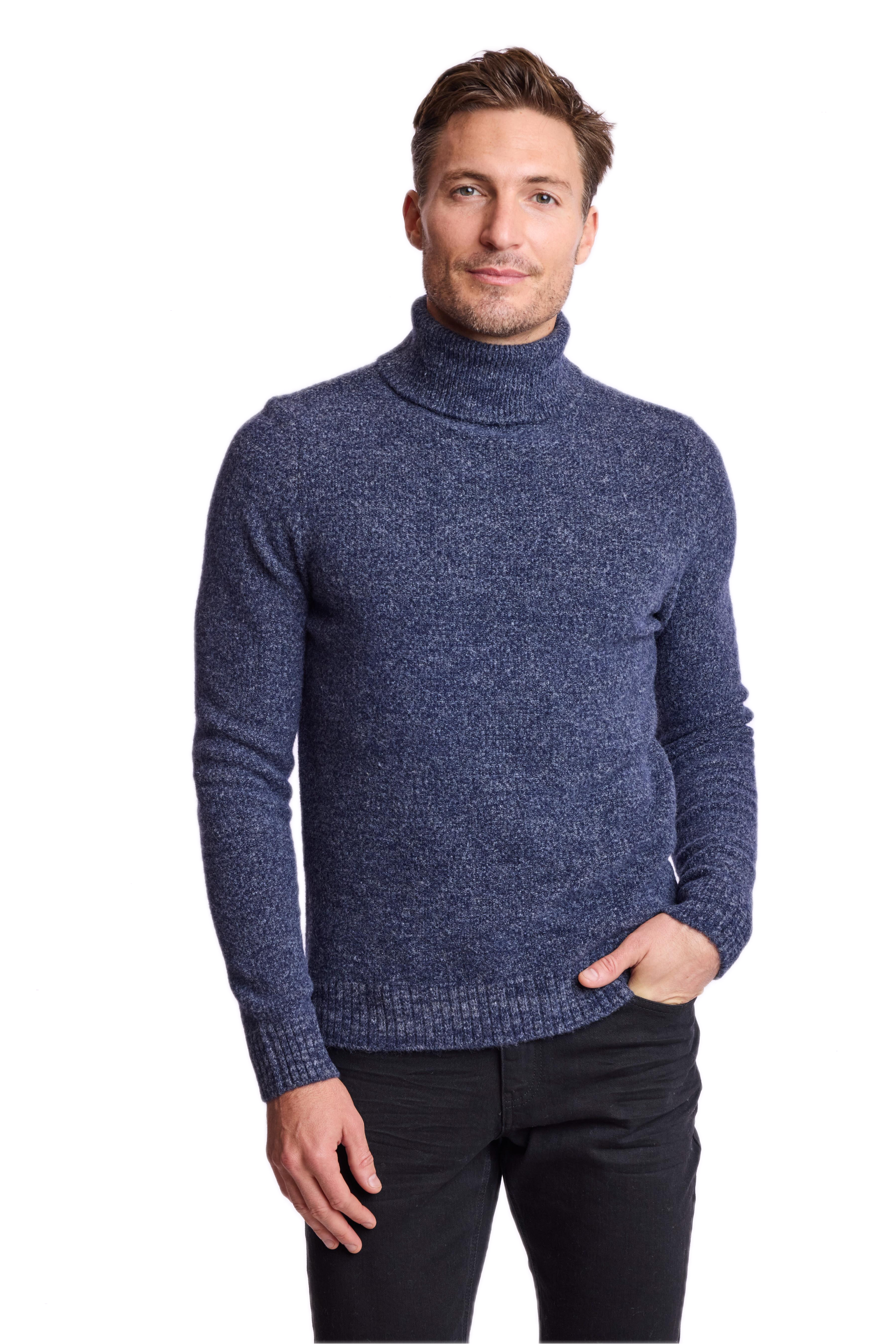 Chunky Turtleneck - Navy Blue Grey Marled