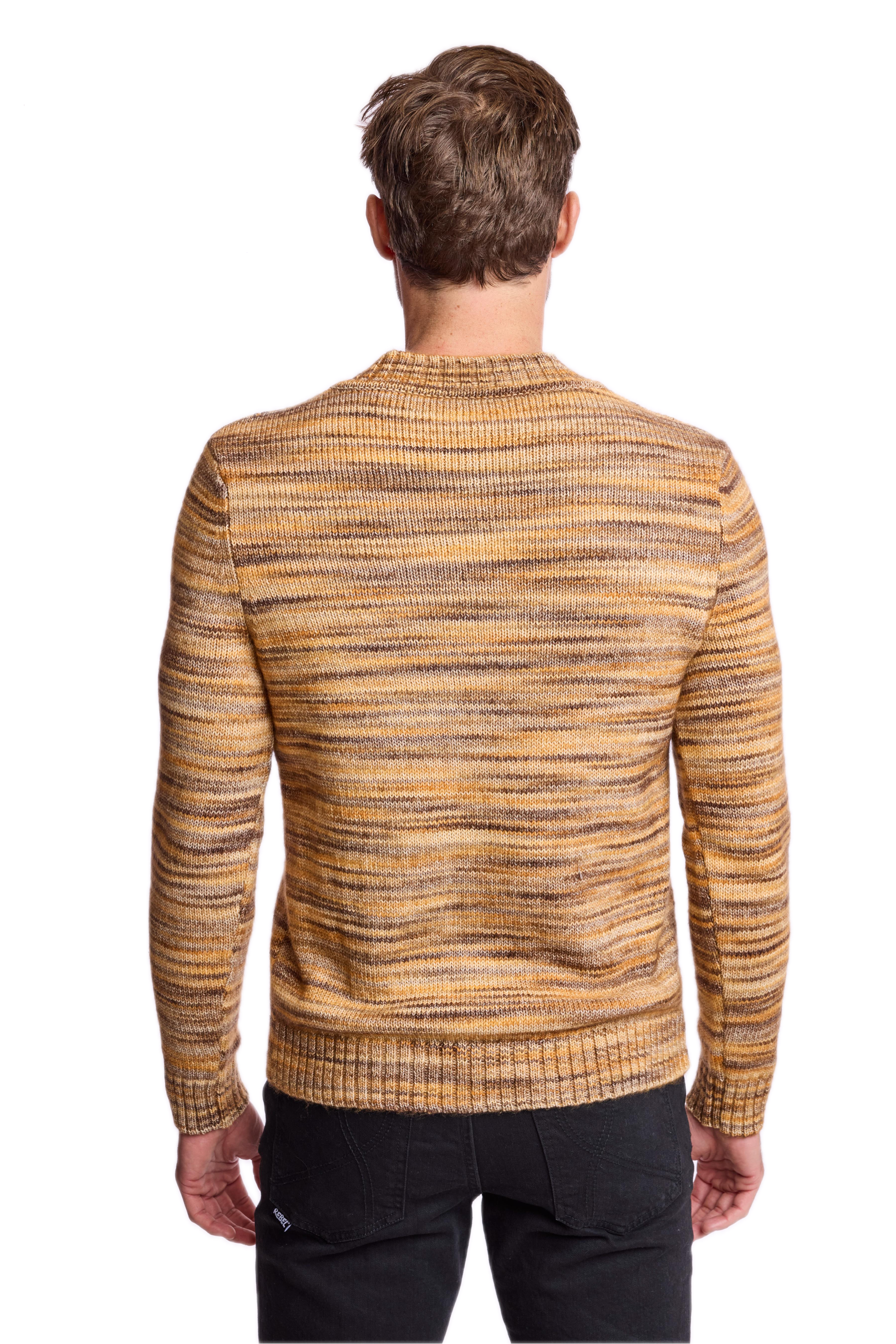 V-Neck Sweater - Mustard Brown Multi