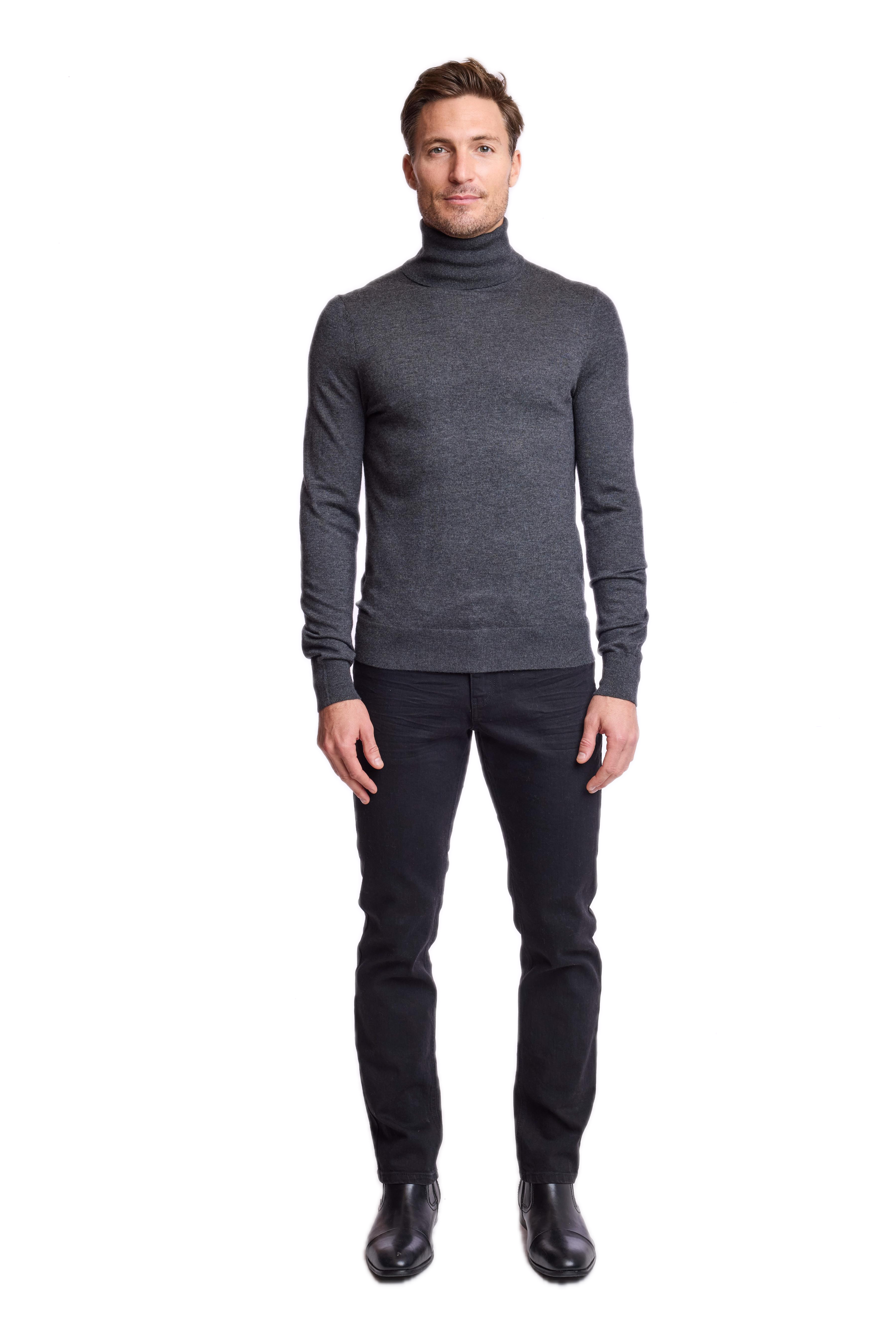 Luxe Fine Gauge Turtleneck - Charcoal