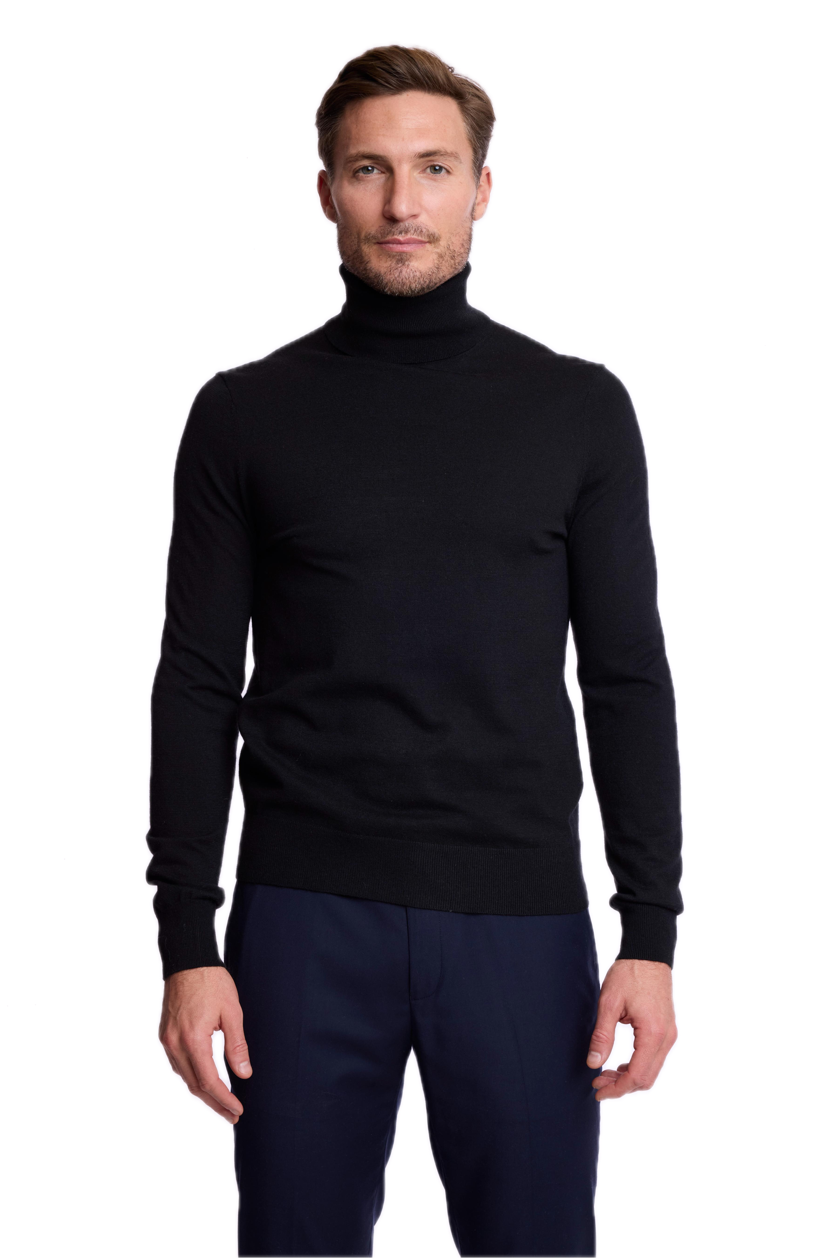 Luxe Fine Gauge Turtleneck - Black Nightfall