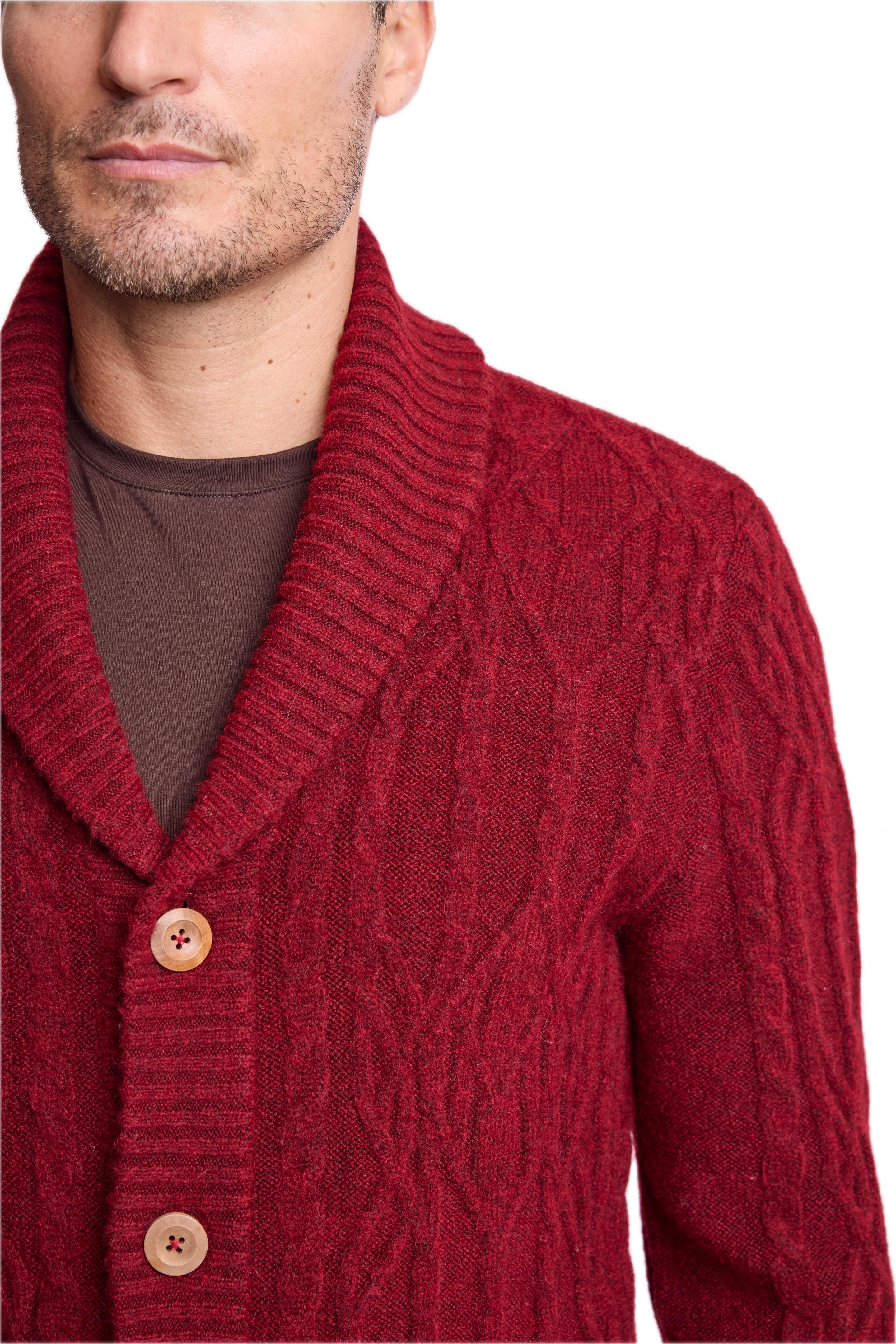 Shawl Collar Cardigan - Burgundy Bordeaux