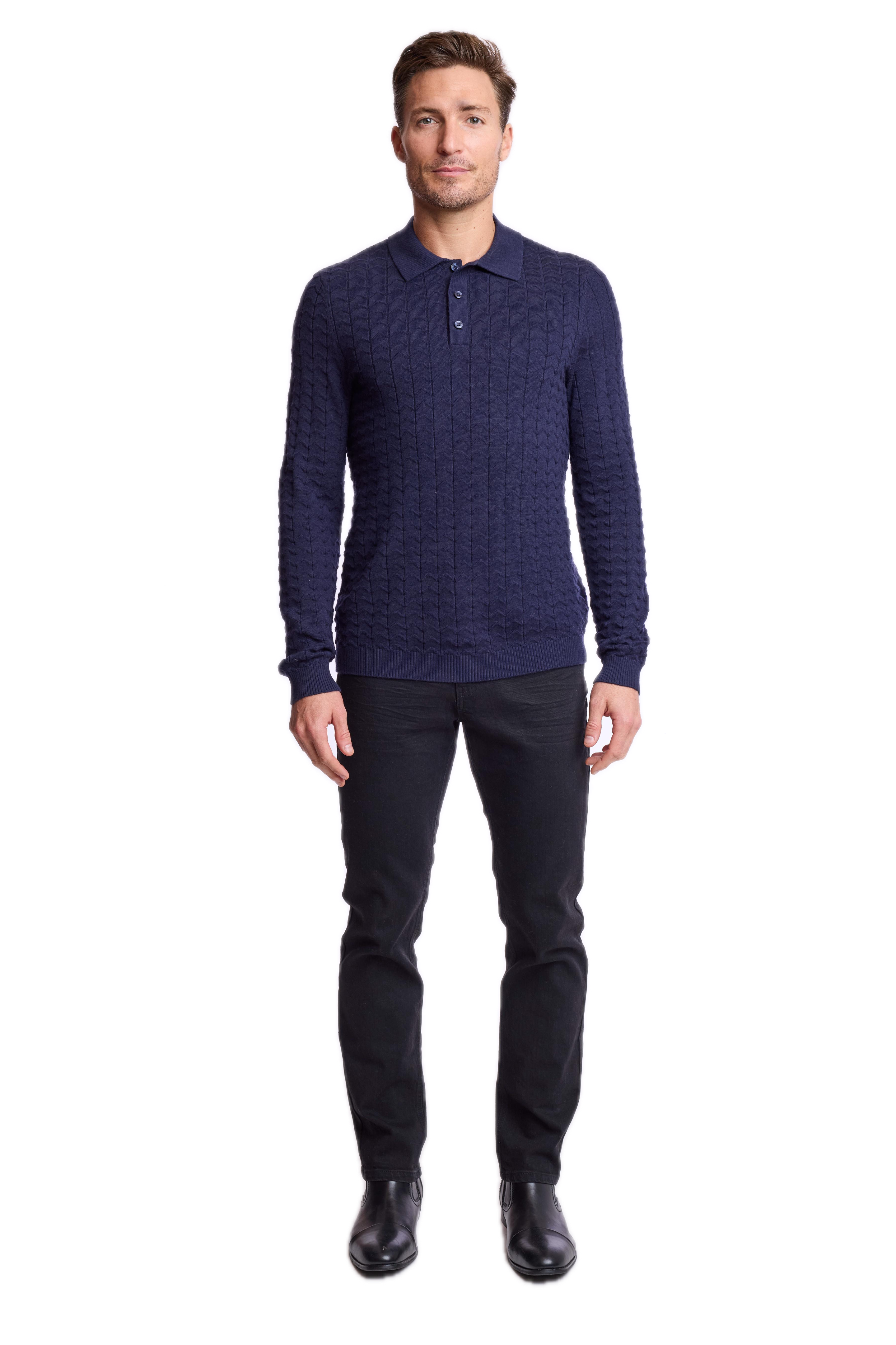 3 Button Polo - Marine Navy