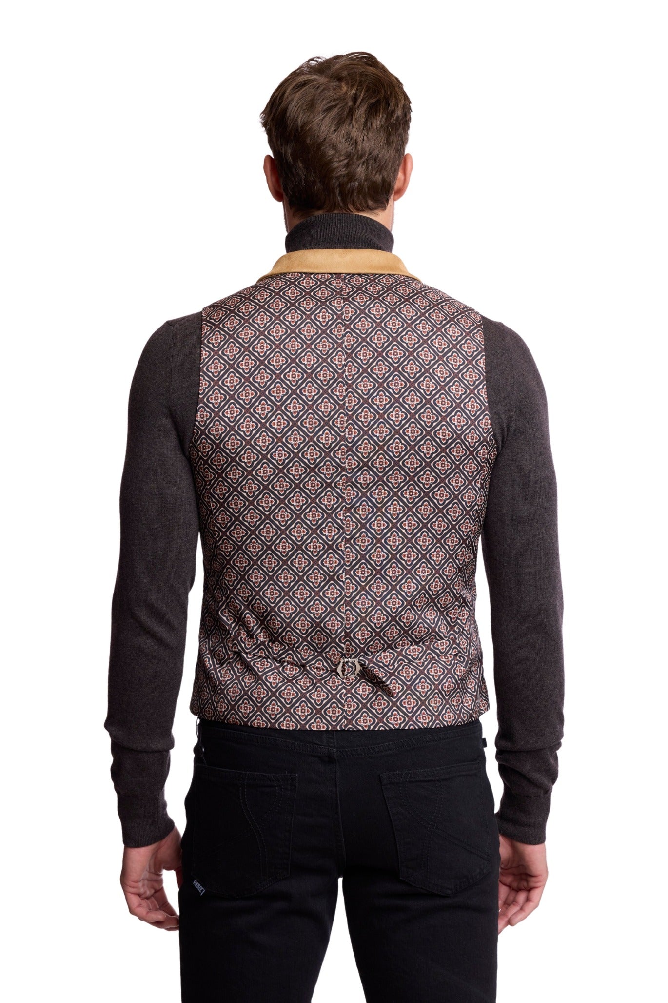 Barnsley 5 Button Vest w/ Collar - slim - Desert Tan Microsuede