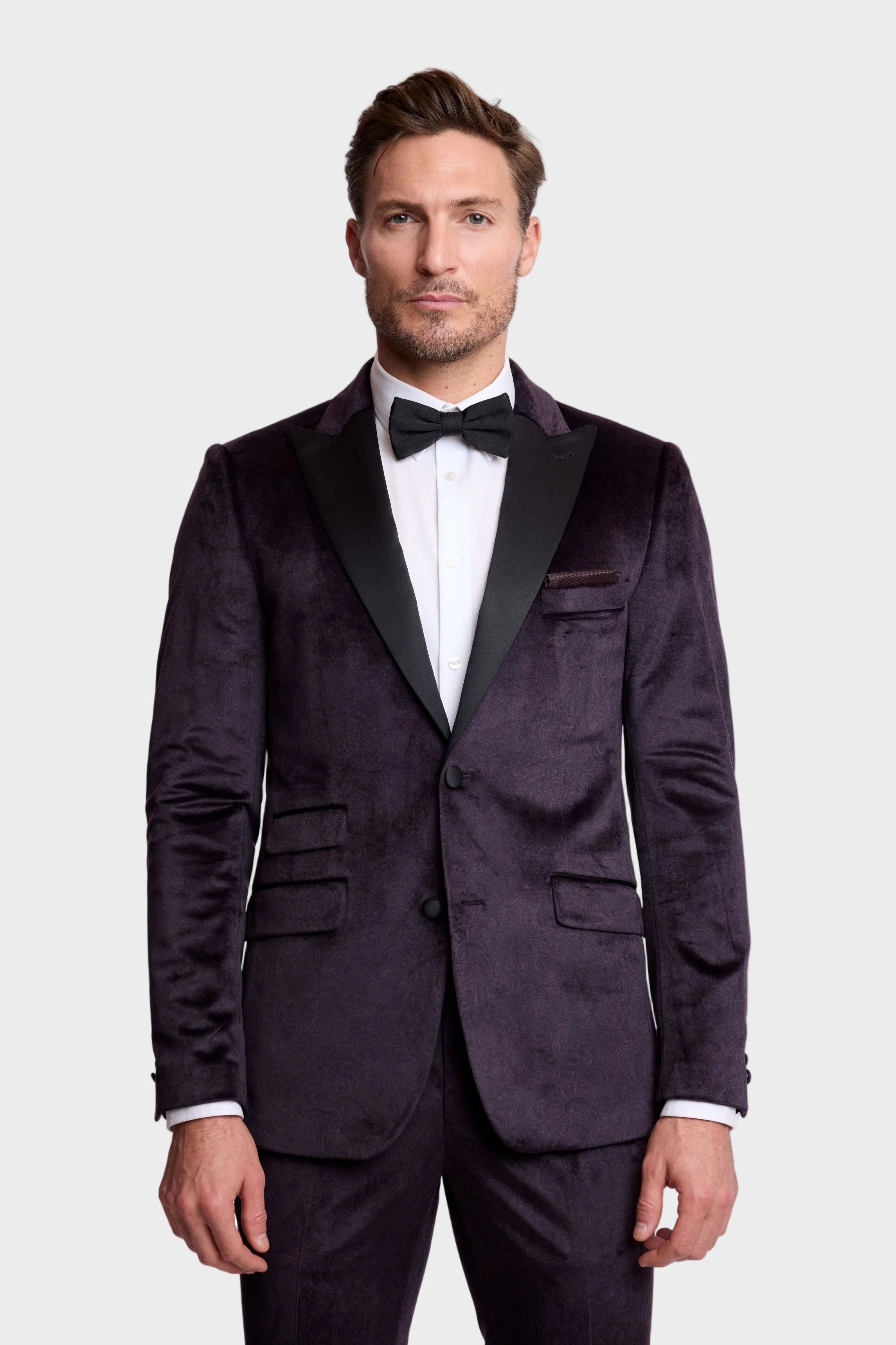 Kyle Big Peak Tux Jacket - slim - Deep Purple Velvet