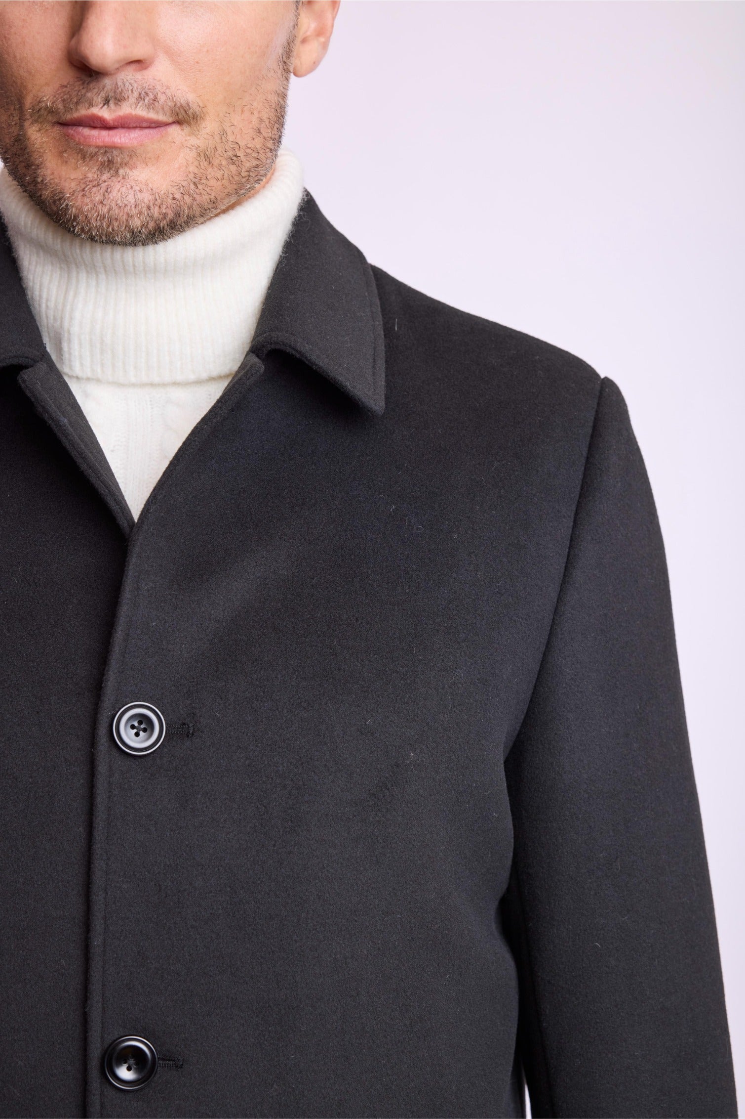Slash Pocket Overcoat - slim - Black
