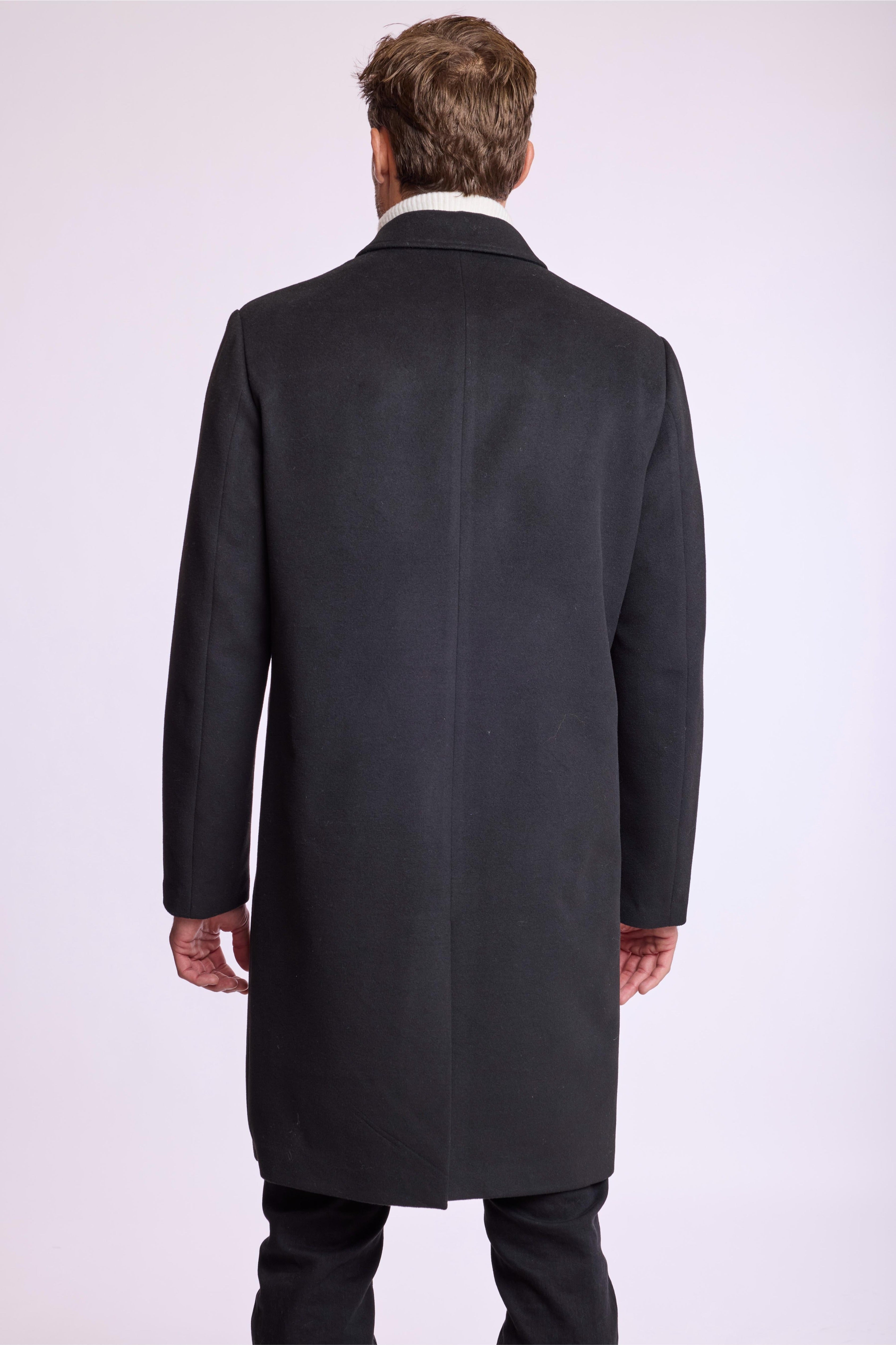 Slash Pocket Overcoat - slim - Black