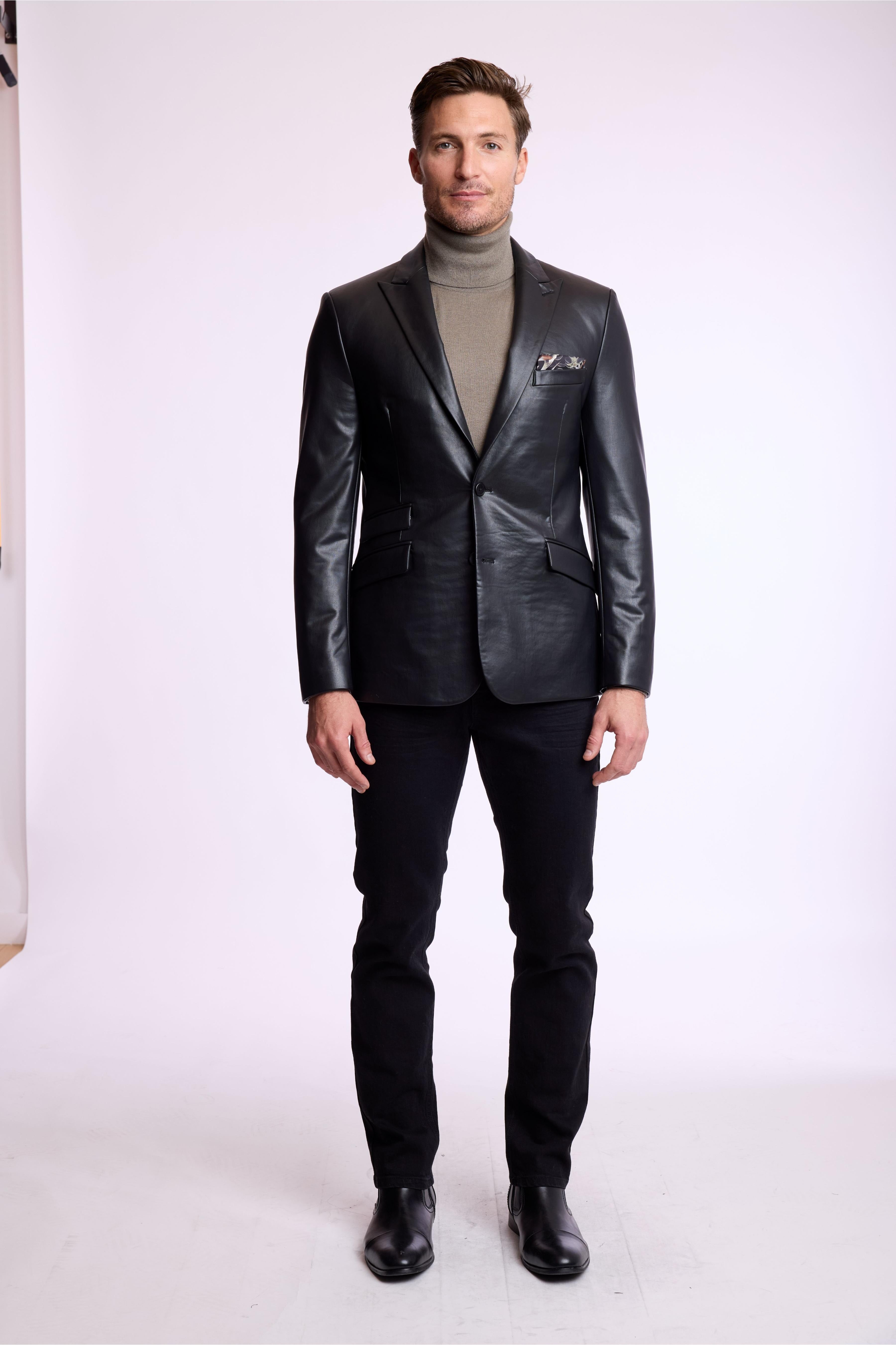 Ashton Peak Sportswear Blazer - Black Vegan Leather