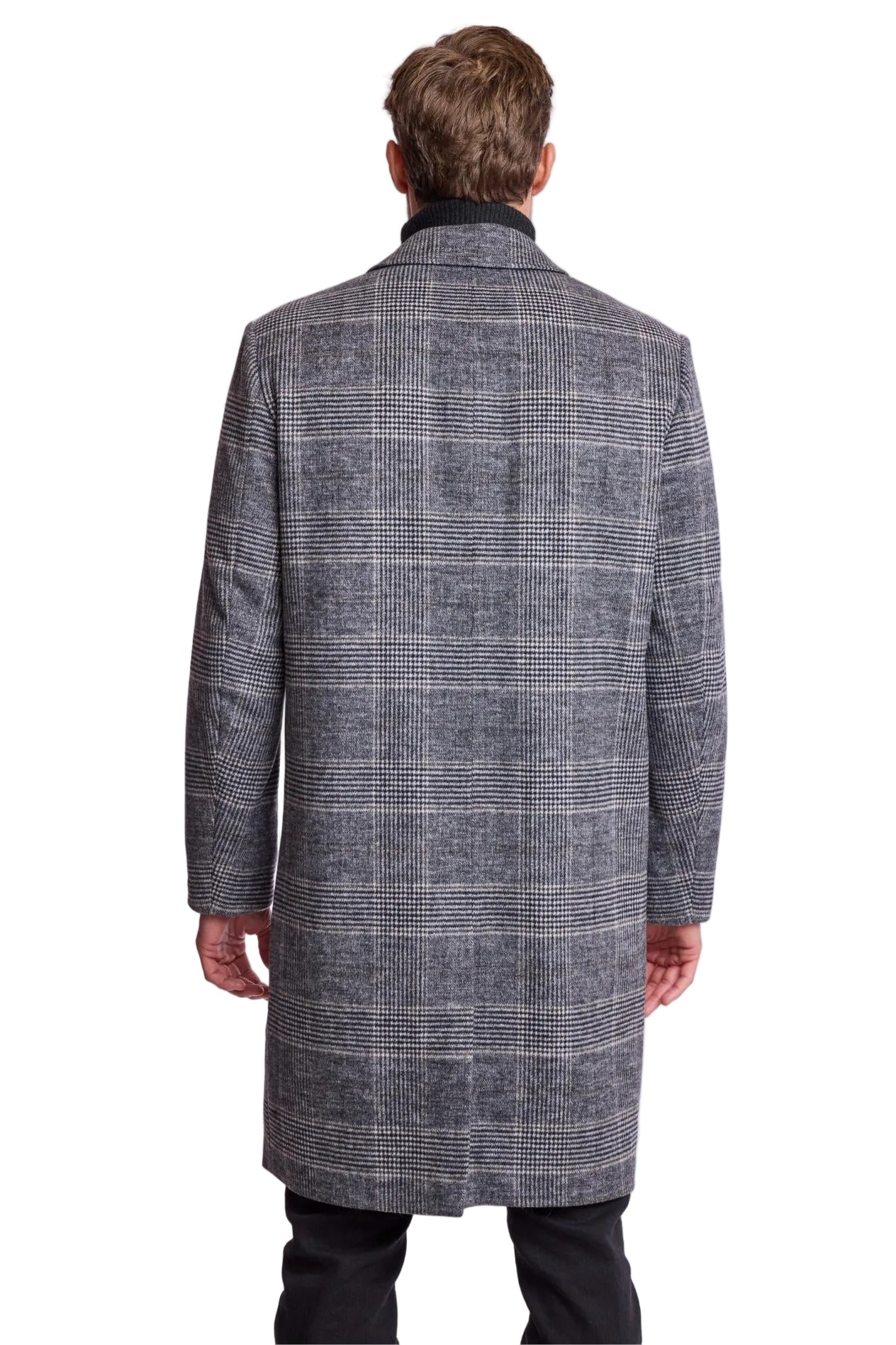 Slash Pocket Overcoat - slim - Black and White Check
