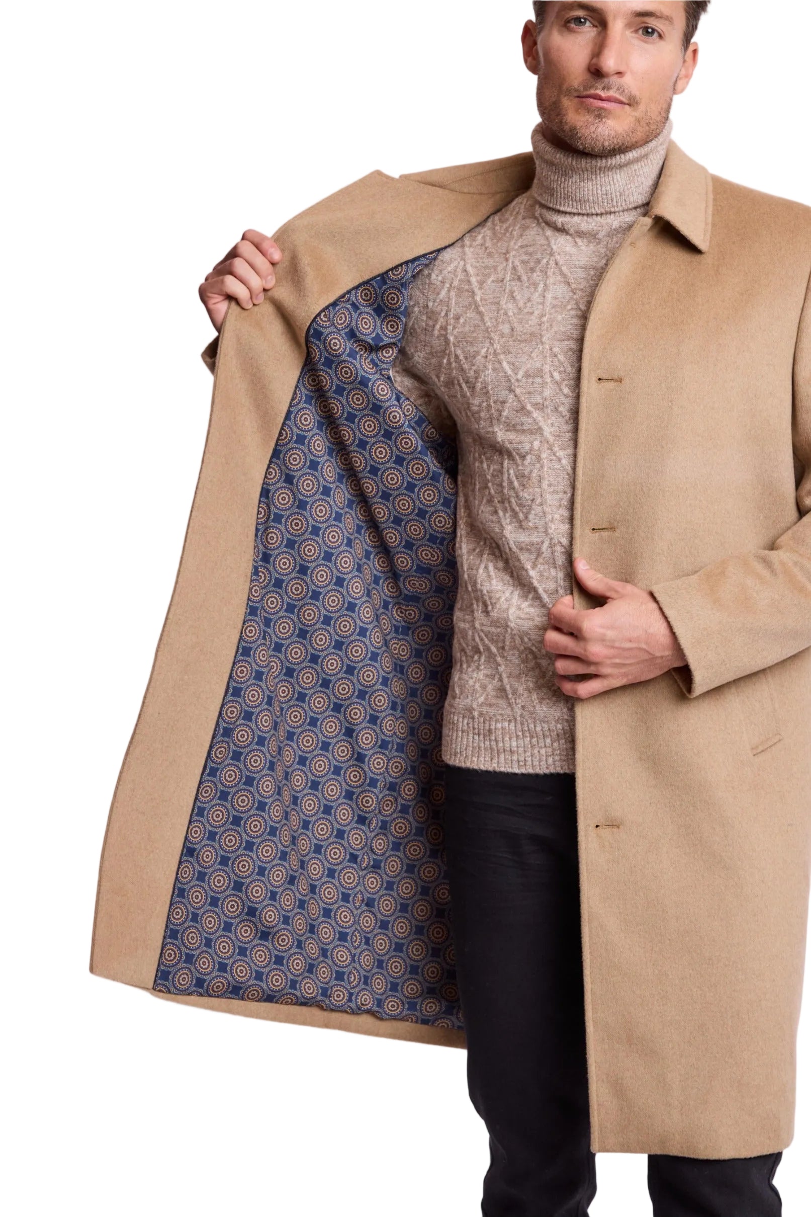 Slash Pocket Overcoat - slim - Light Camel