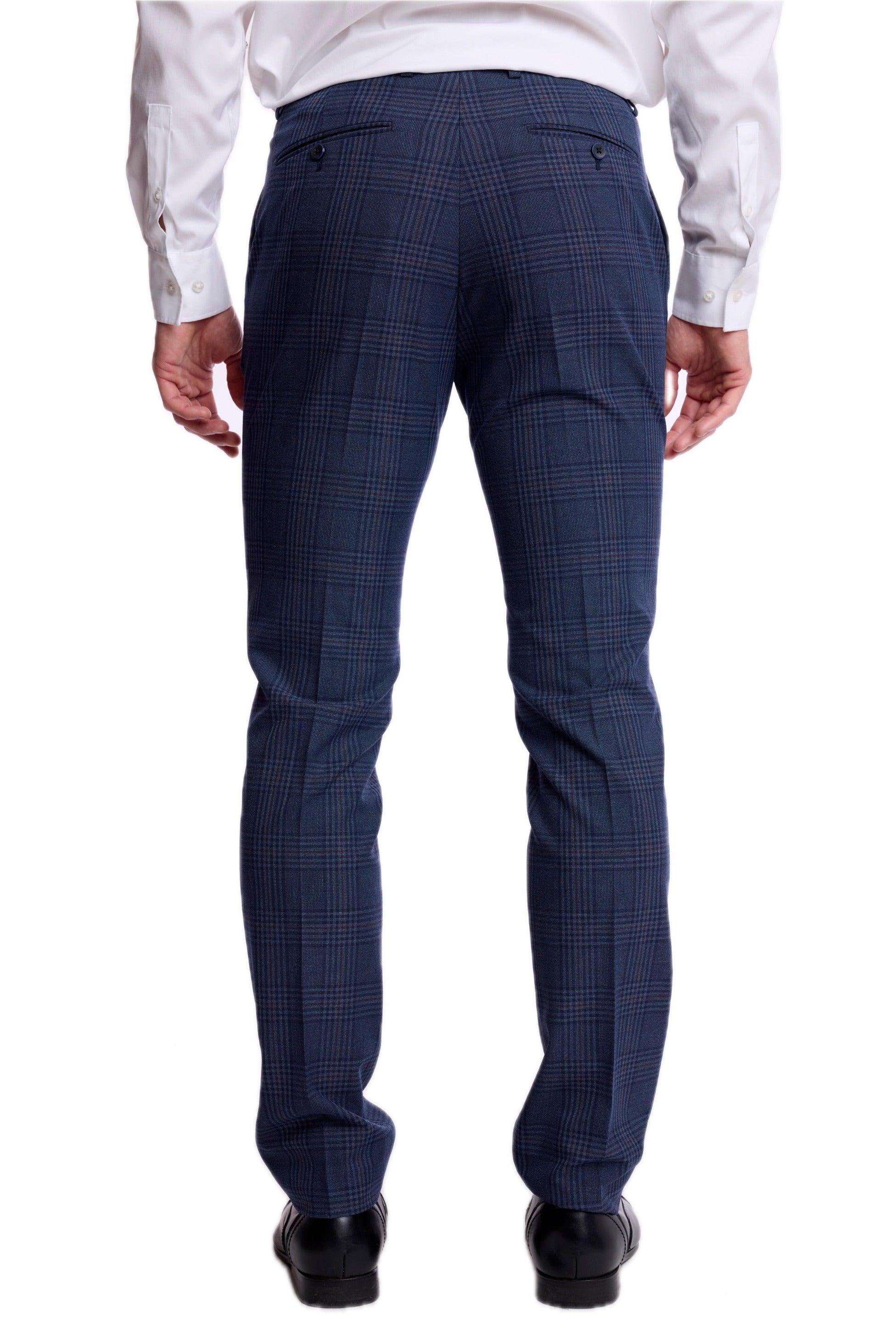 Downing Pants - slim - Navy Burgundy Plaid