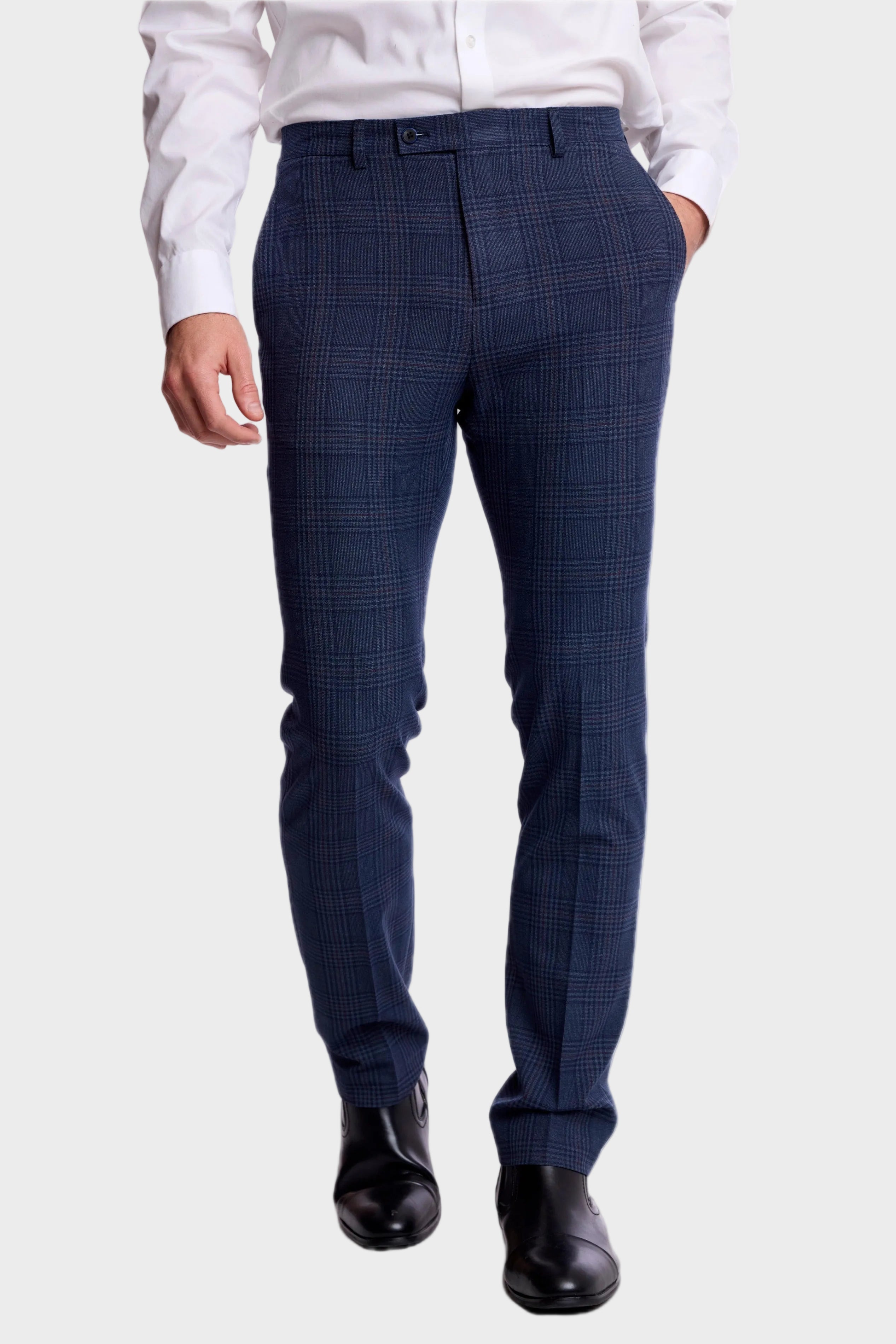Downing Pants - slim - Navy Burgundy Plaid