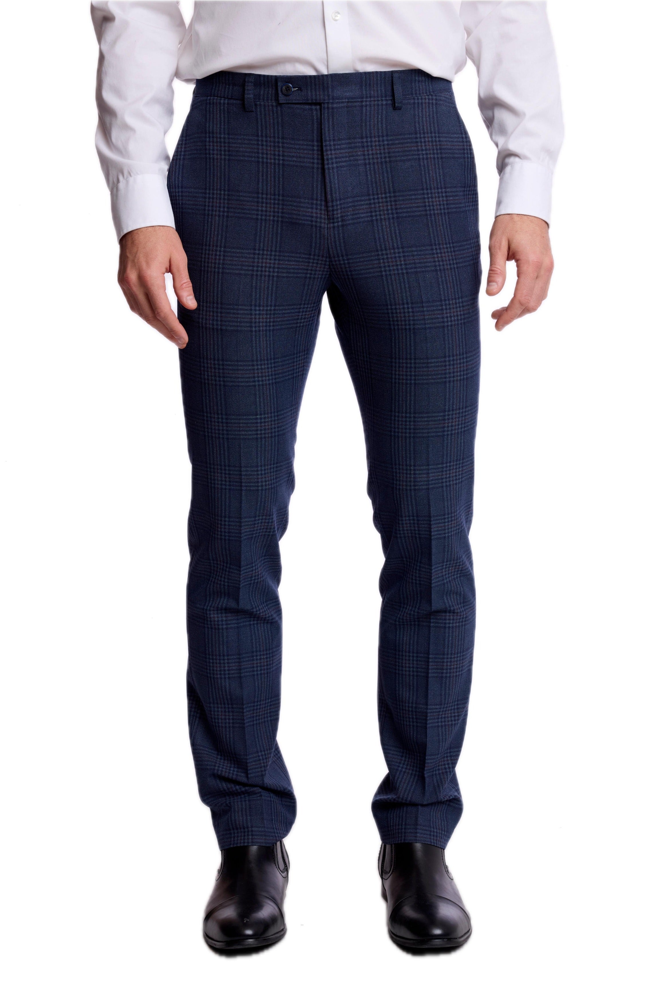 Downing Pants - slim - Navy Burgundy Plaid