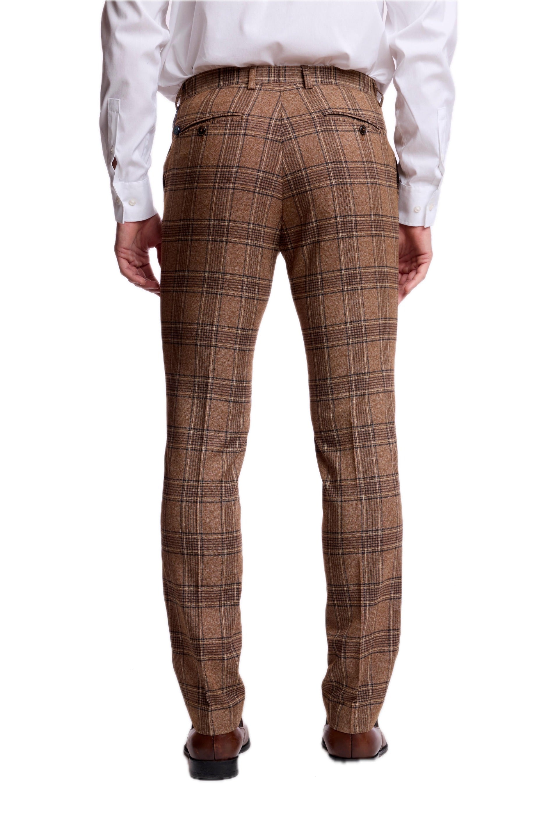 Downing Pants - slim - Brown Tan Plaid