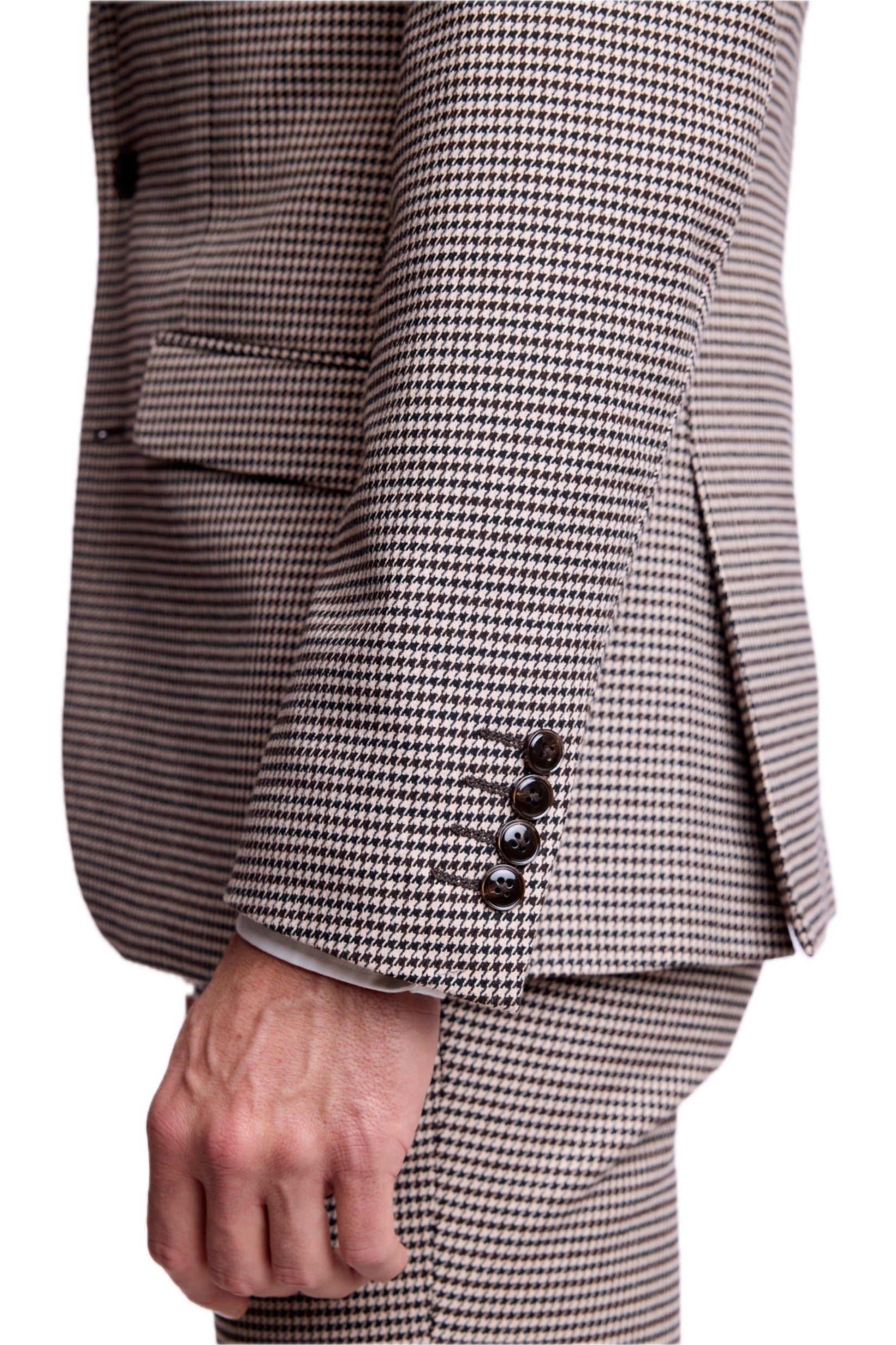 Ashton Peak Jacket - slim - DK Choc Beige Houndstooth